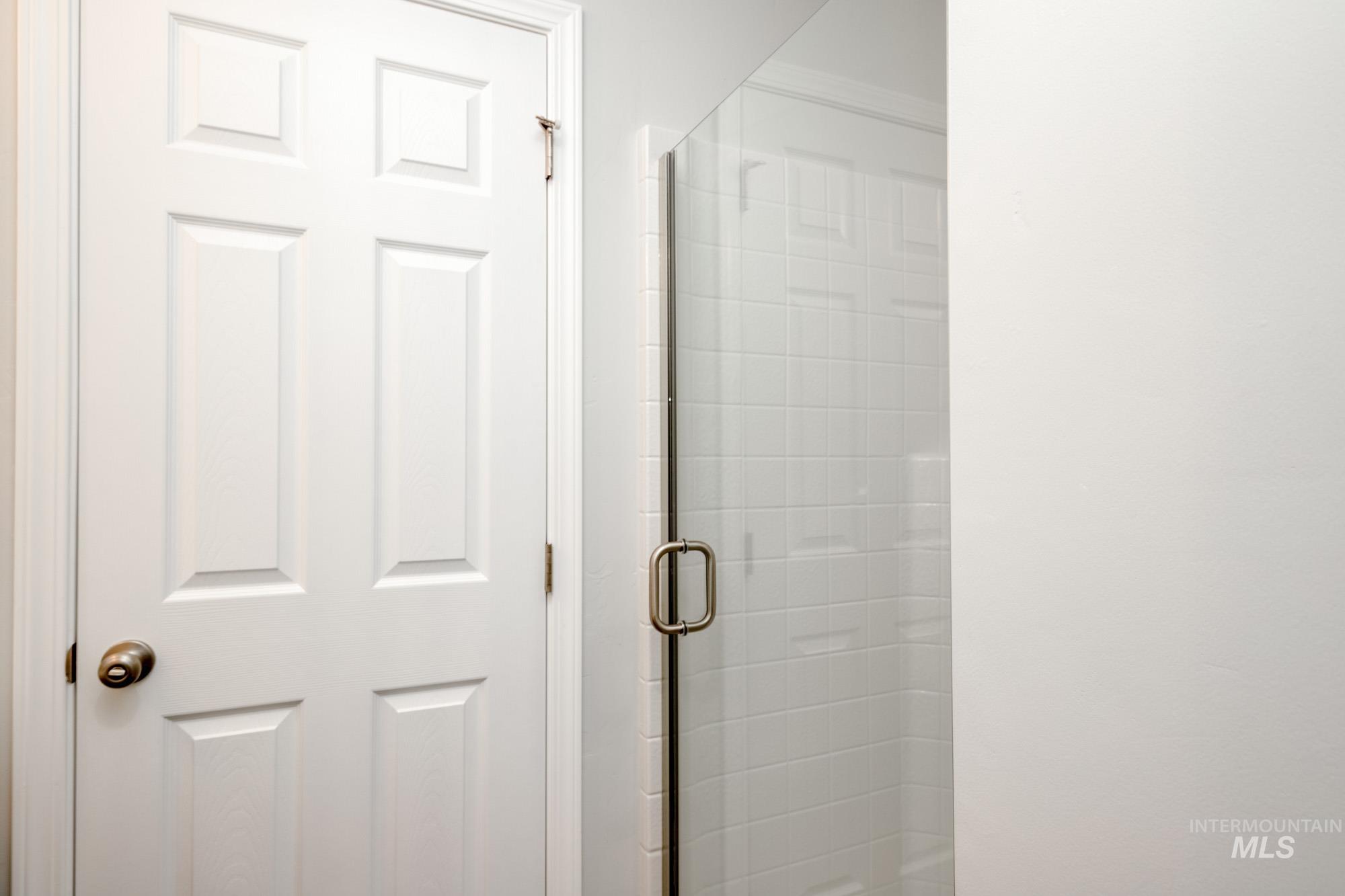 Bathroom view of a shower stall