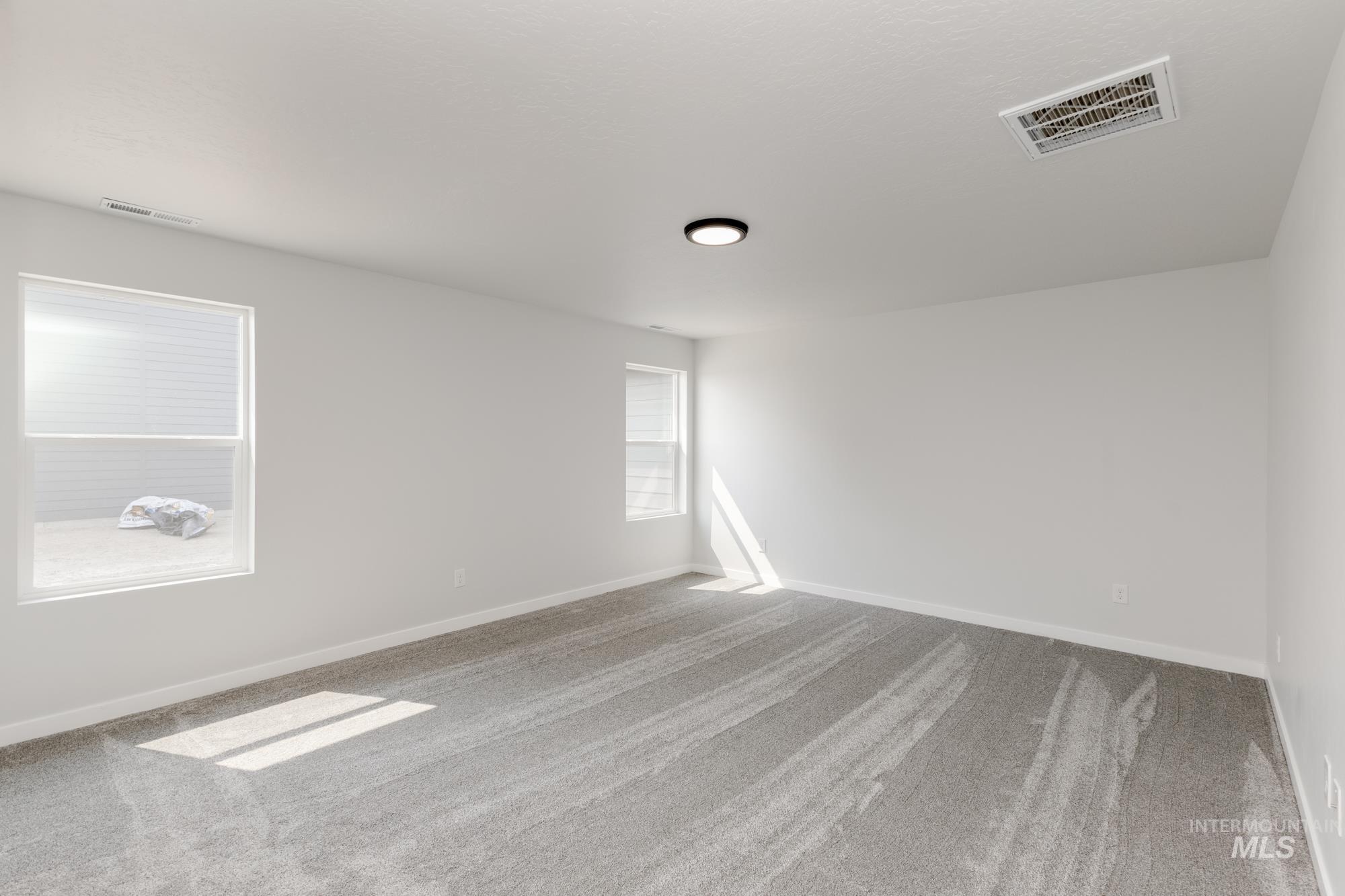 Unfurnished room with light colored carpet