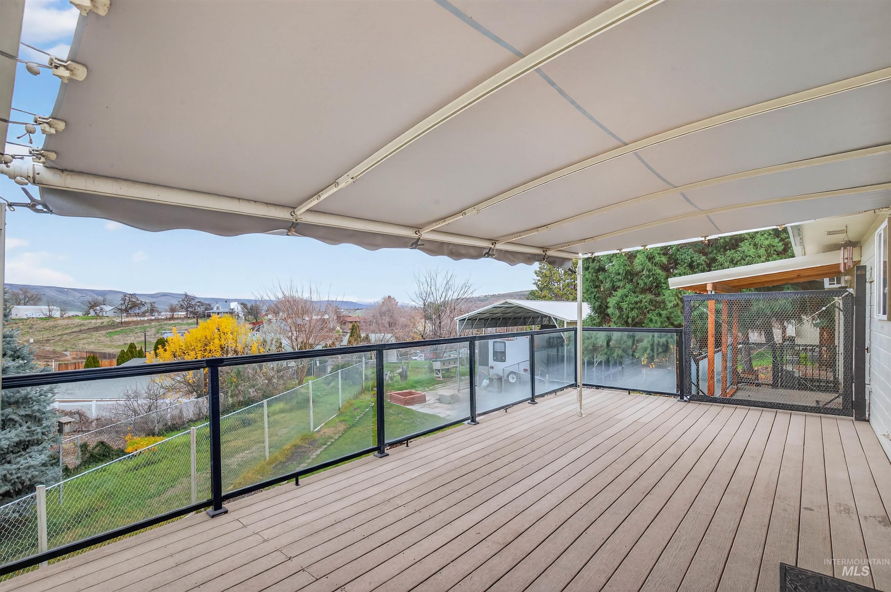 Deck featuring a mountain view