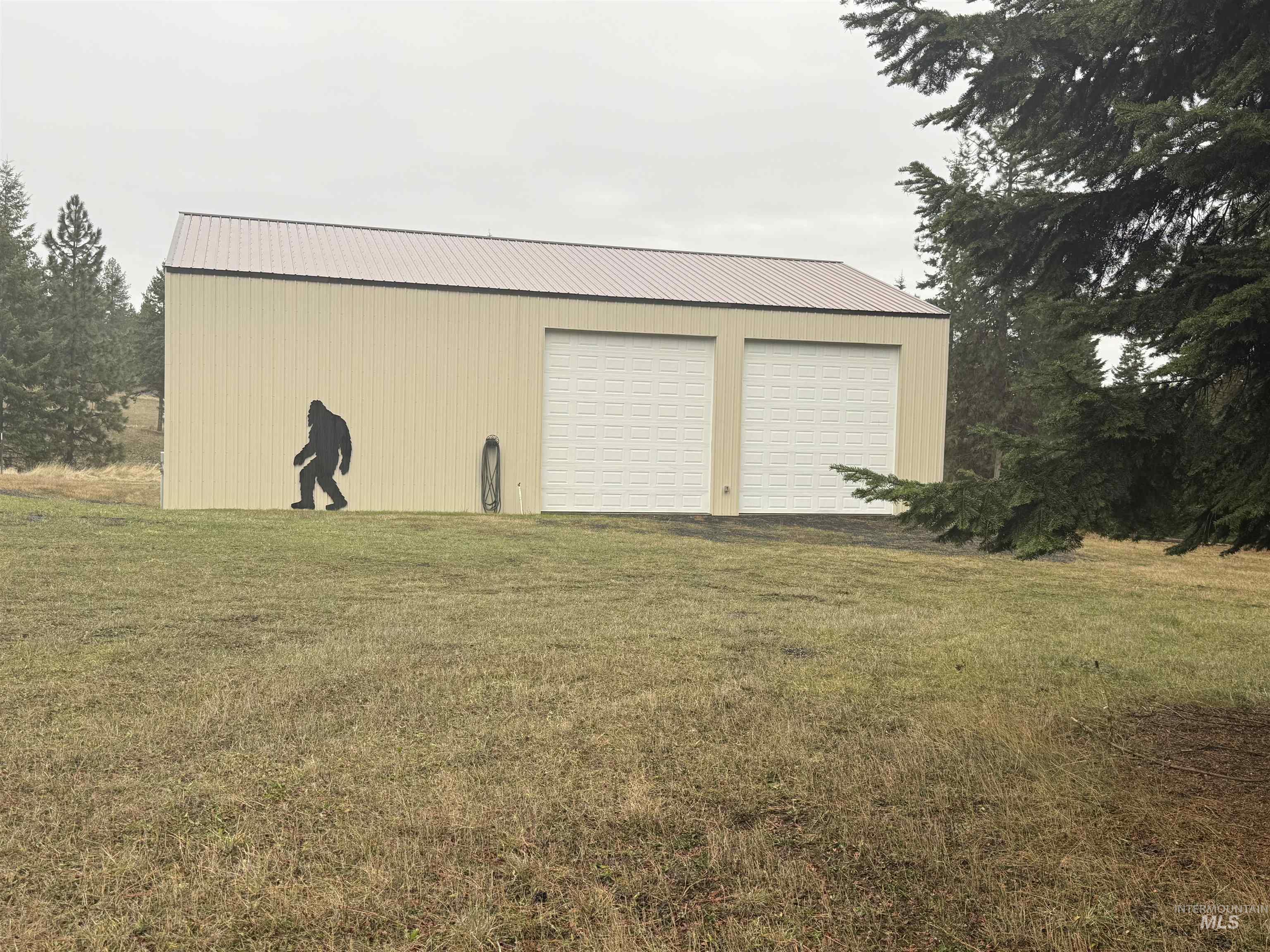 View of detached garage