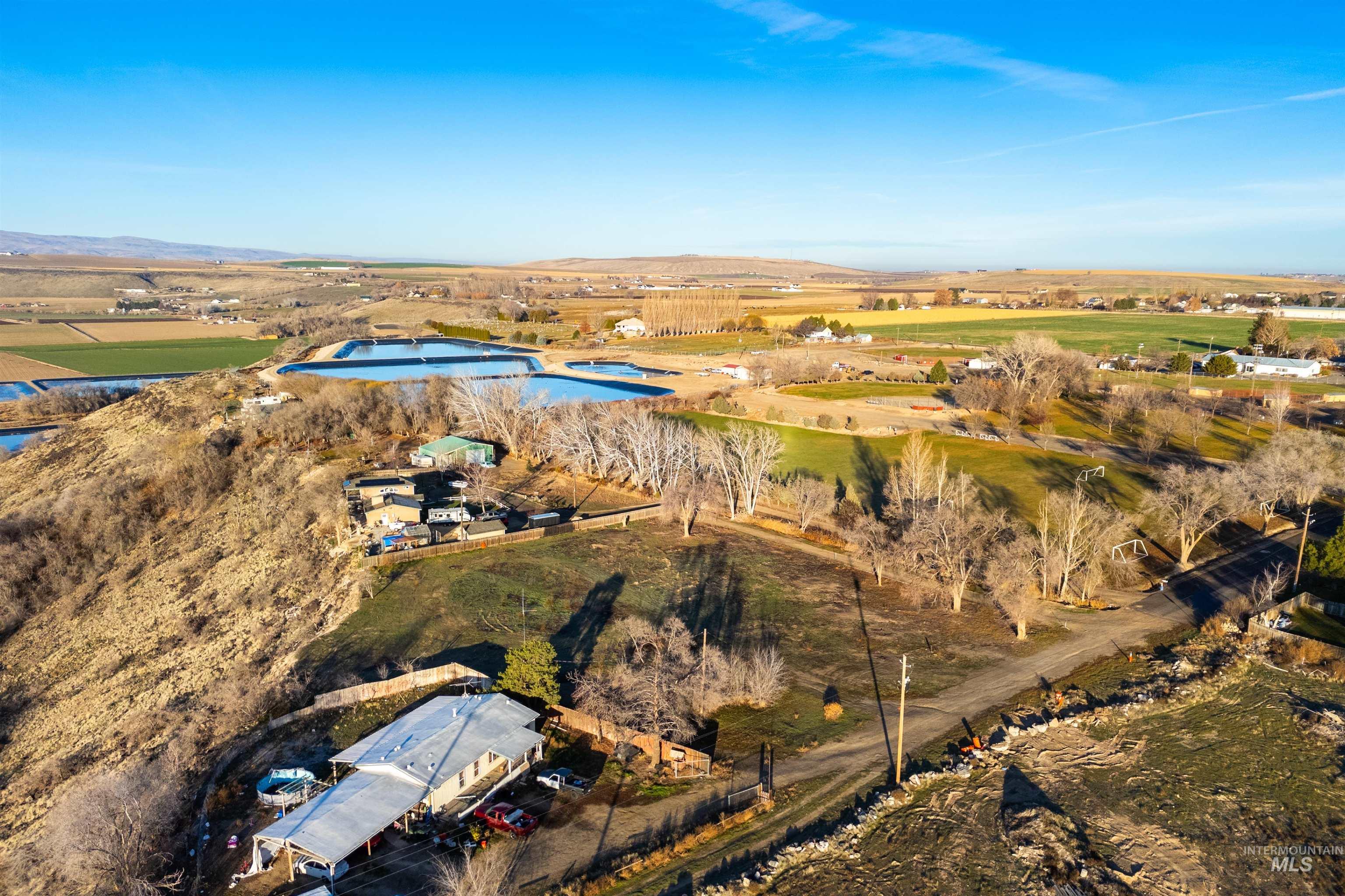Aerial overview of property's location with rural landscape