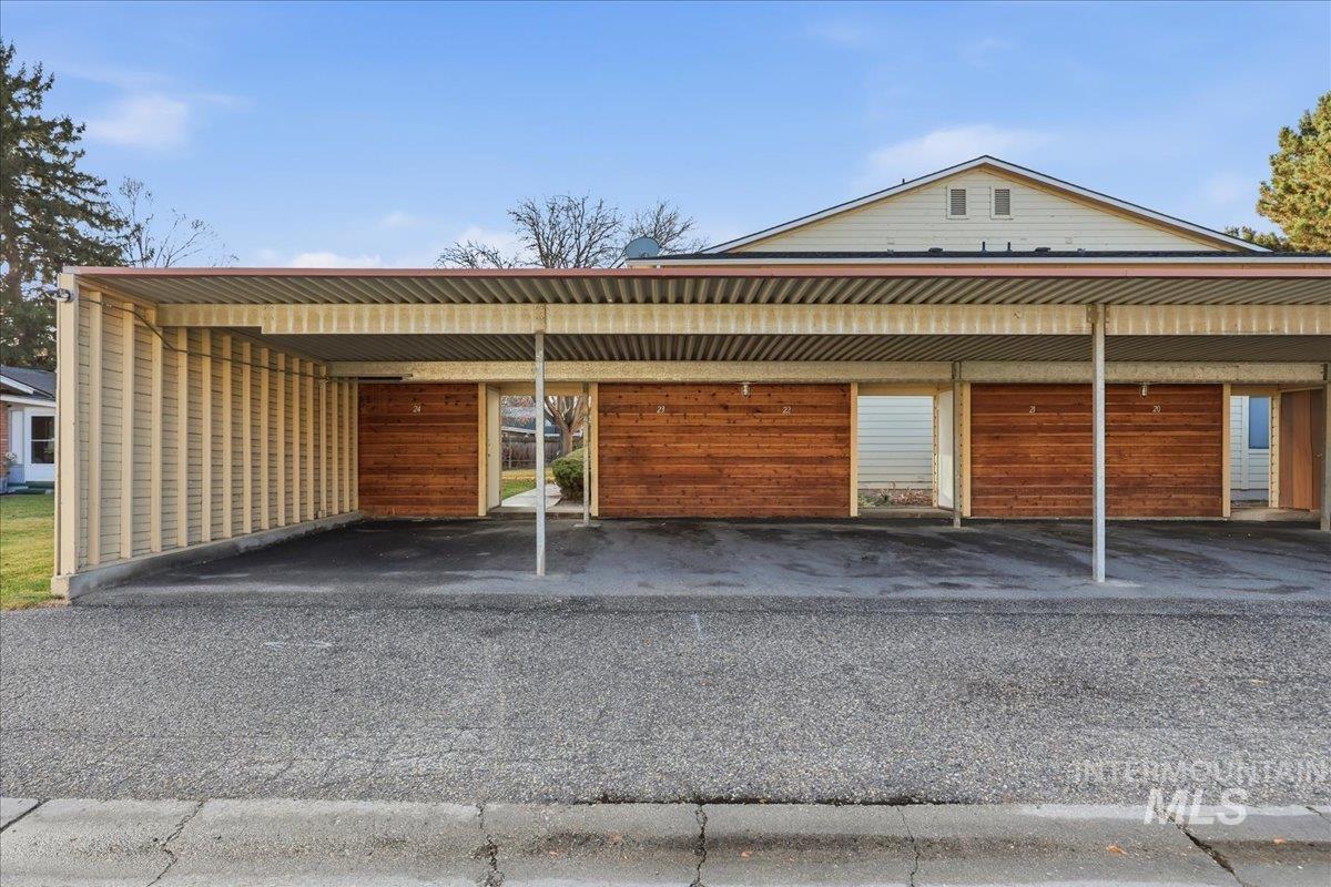 View of covered parking lot