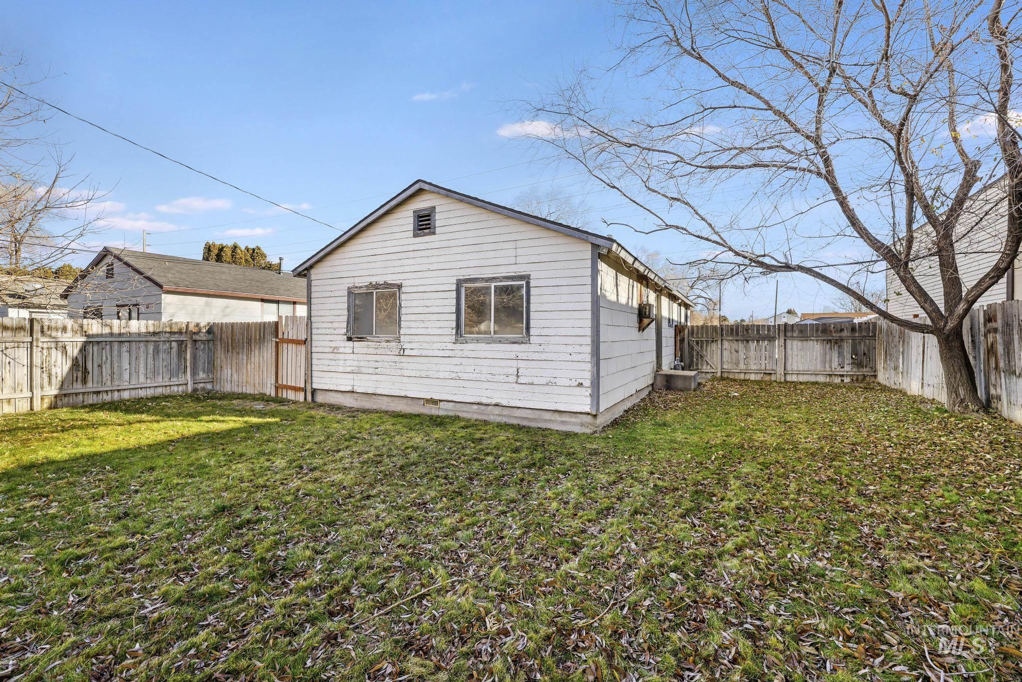 Back of house with a fenced backyard