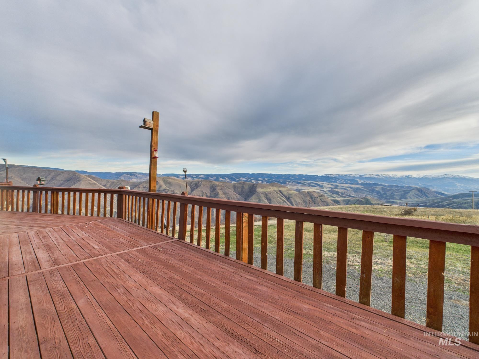 Wooden terrace with a mountain view
