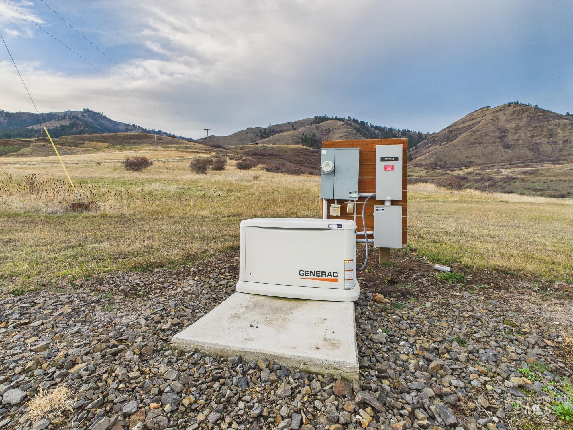 Exterior view of a mountain backdrop and a power unit