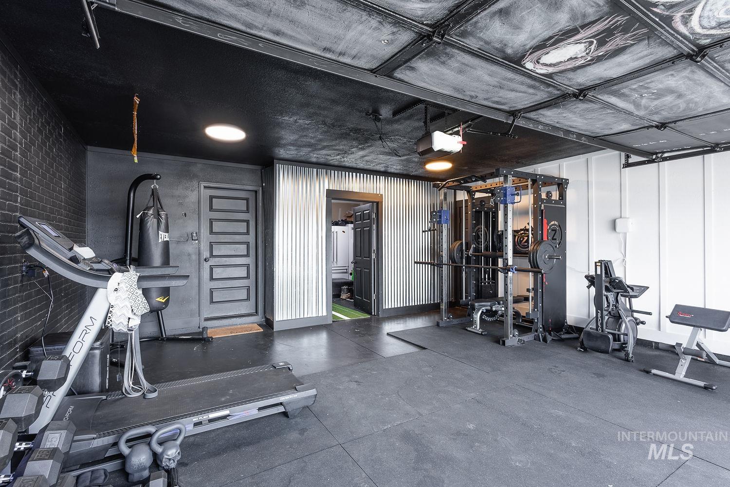 Workout area with rubber floors