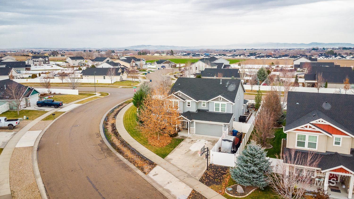 Aerial perspective of suburban area