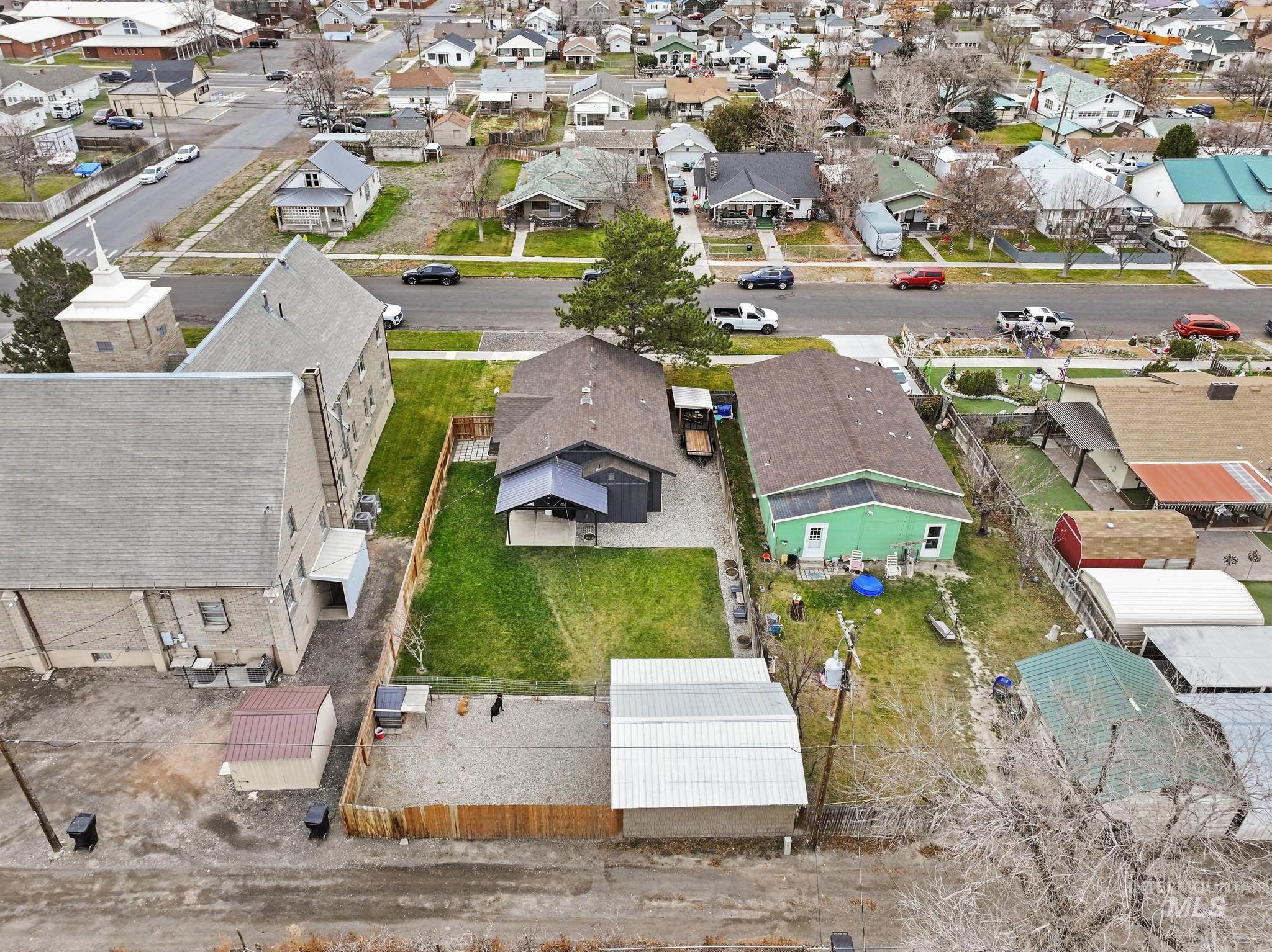 Aerial perspective of suburban area