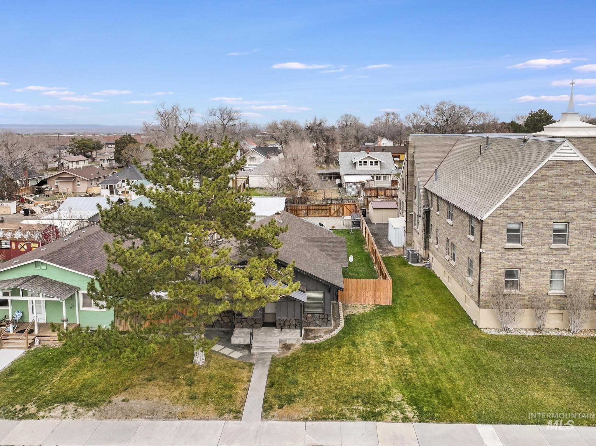 Aerial perspective of suburban area