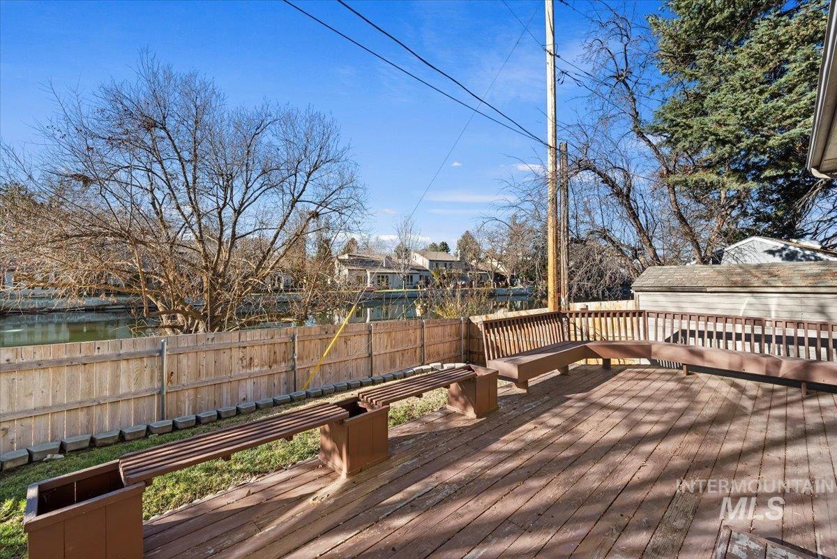 Deck featuring a fenced backyard and a residential view