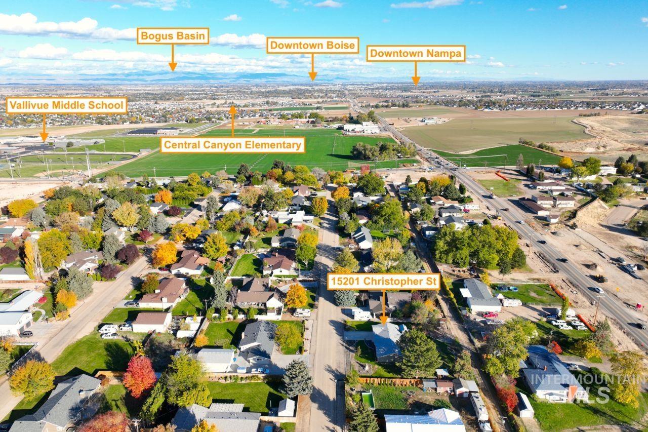 Aerial view of residential area