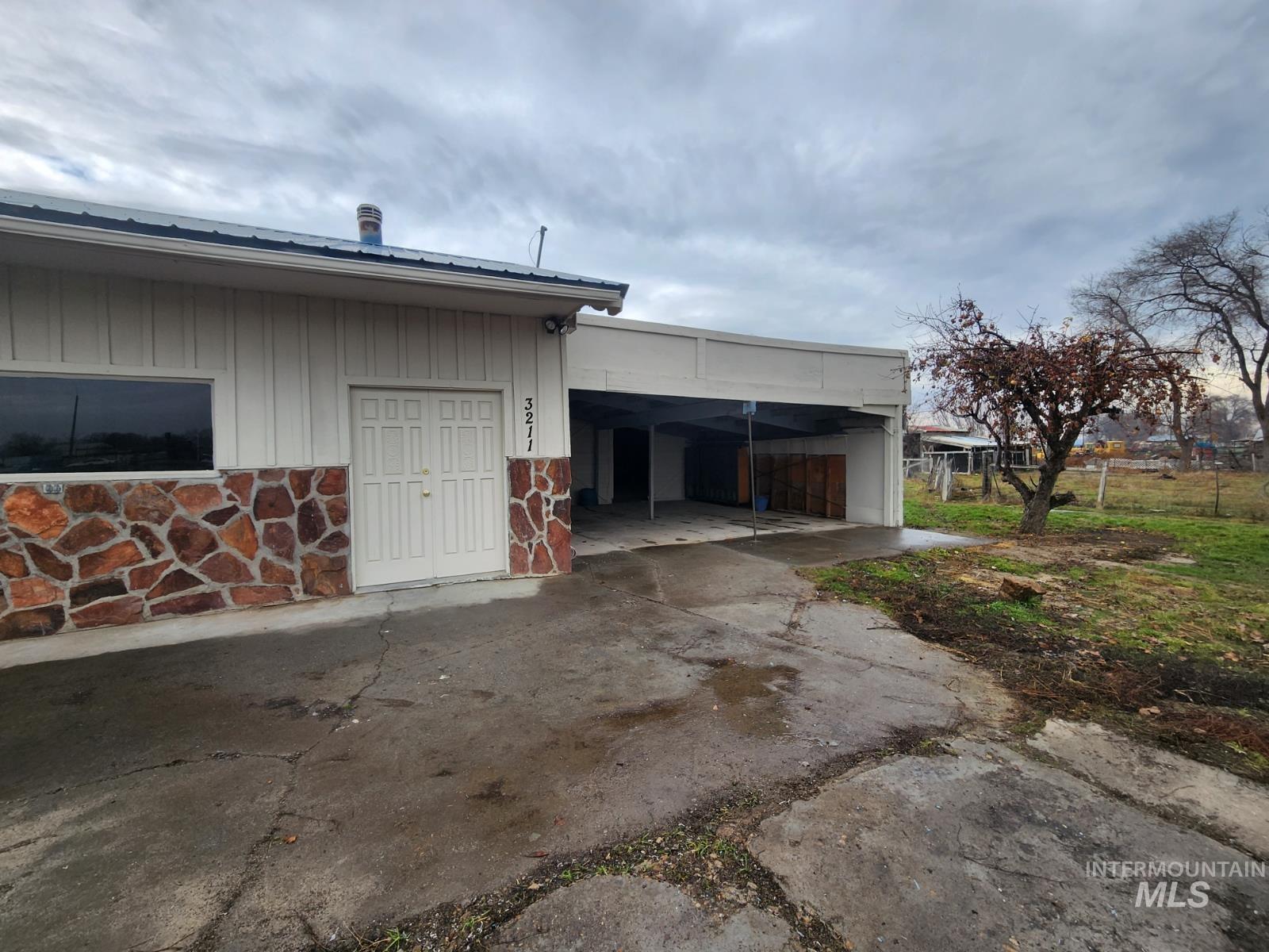 Garage with a carport
