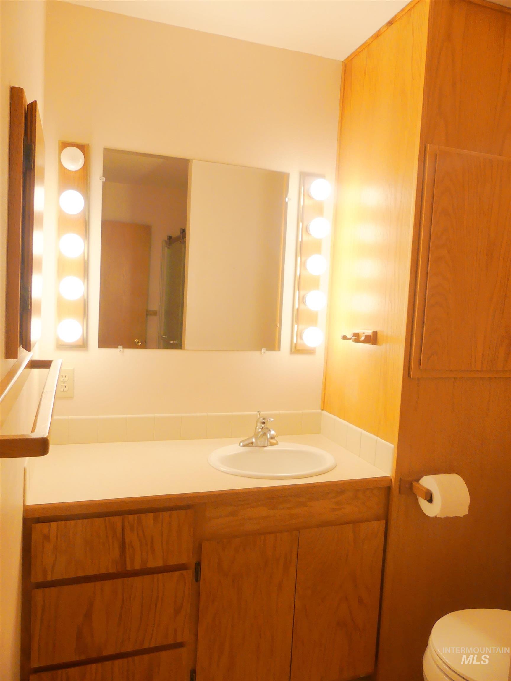Bathroom with vanity and toilet
