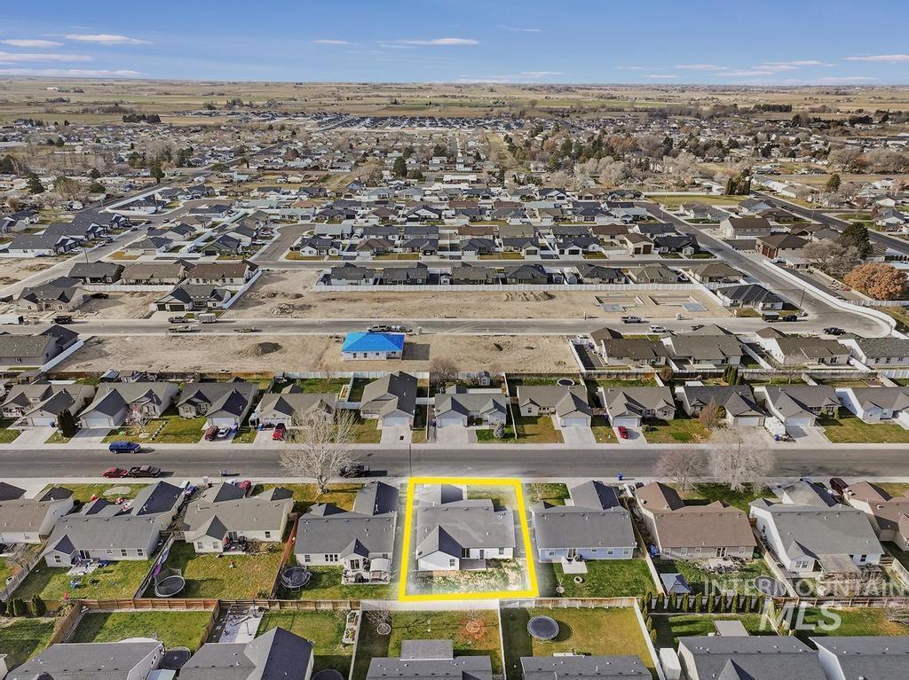 Aerial perspective of suburban area