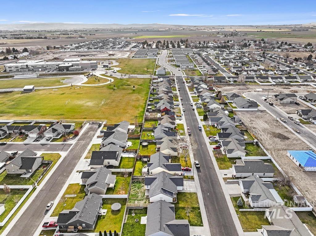 Aerial perspective of suburban area