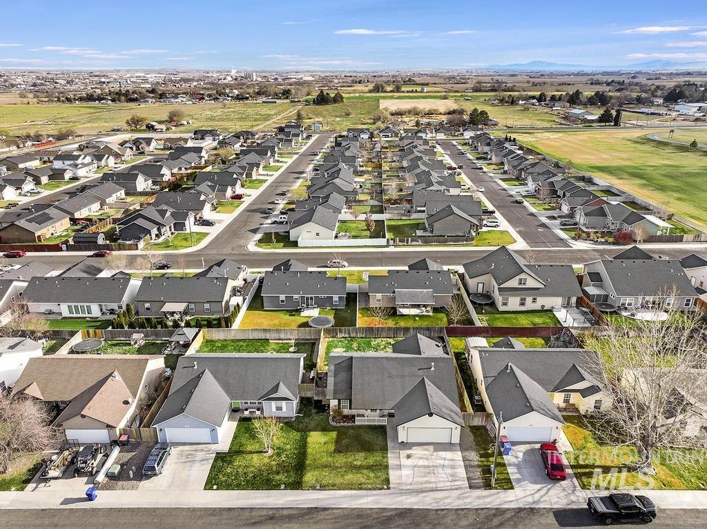 Aerial perspective of suburban area