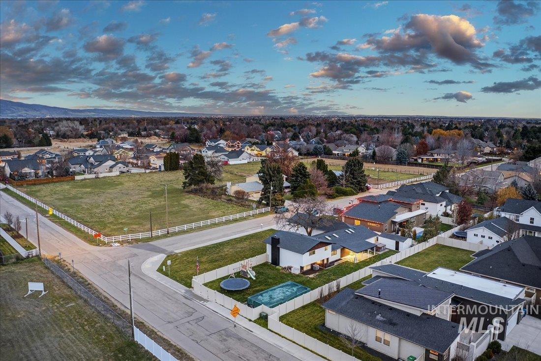 Aerial perspective of suburban area