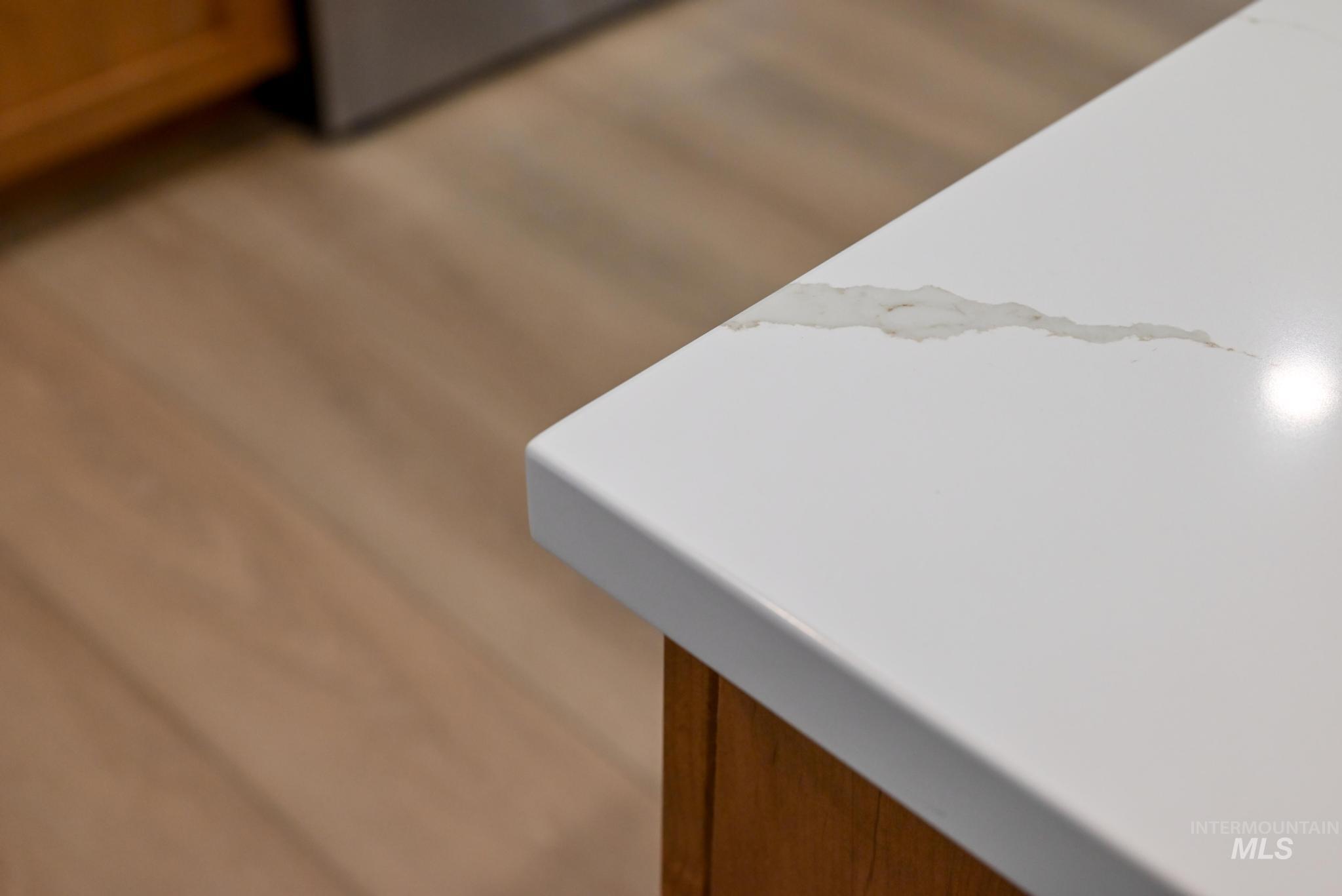 Kitchen view of brown cabinetry