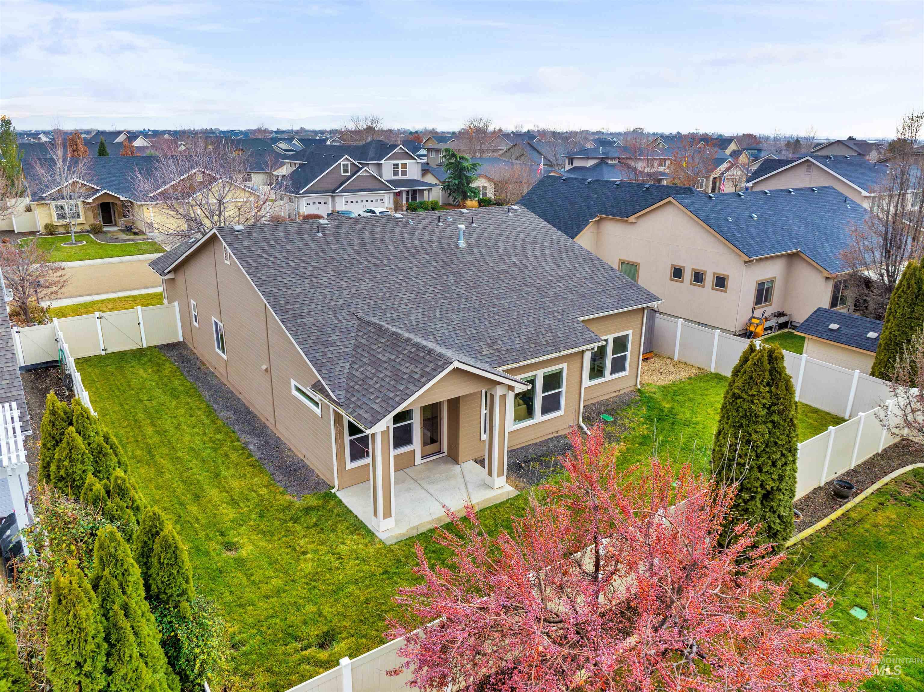 Aerial perspective of suburban area