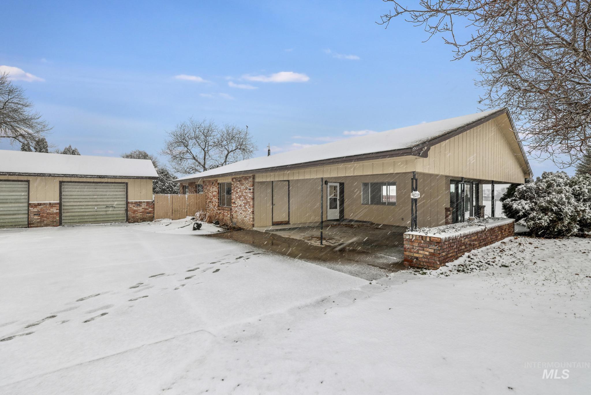 View of snow covered building