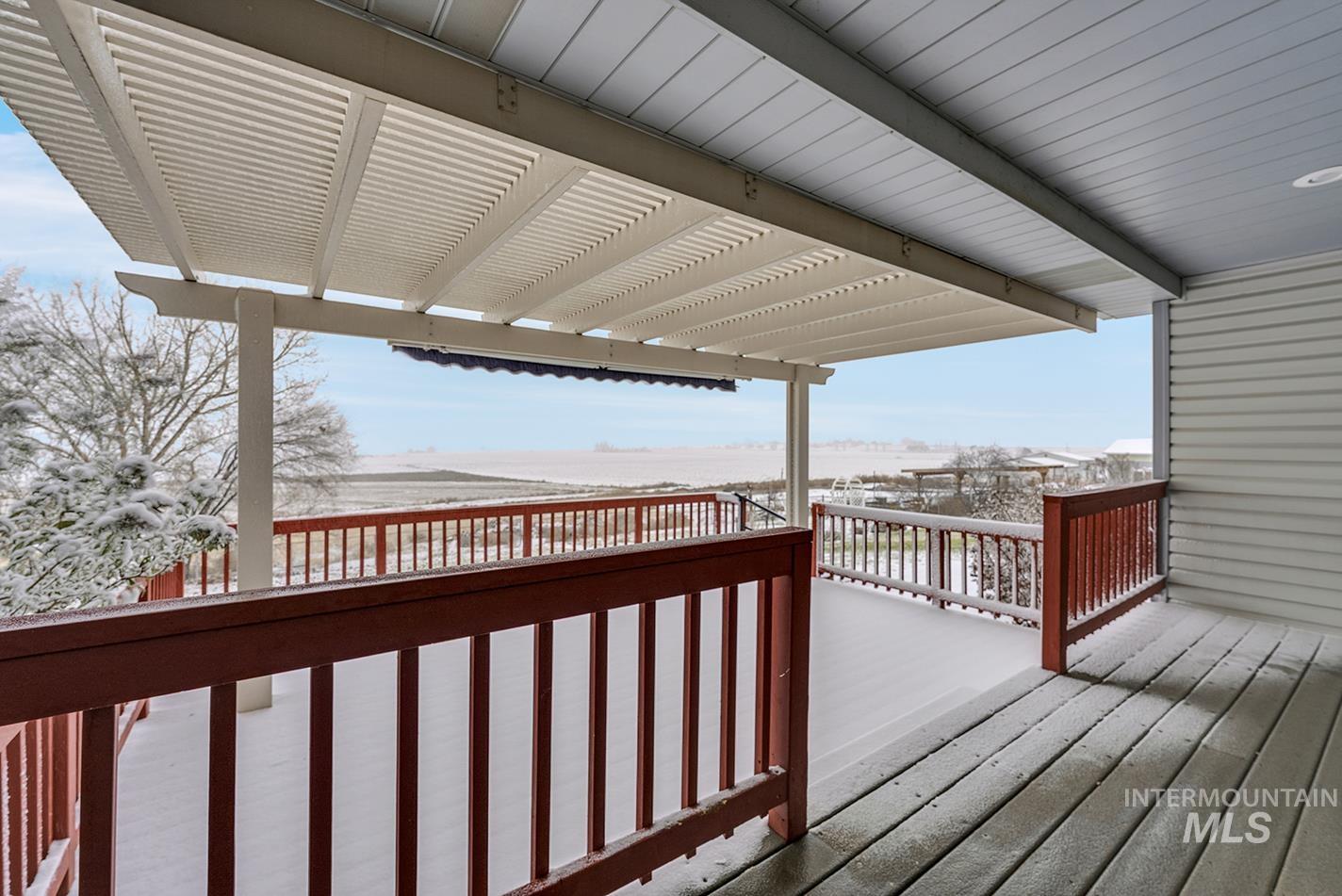 View of snow covered deck