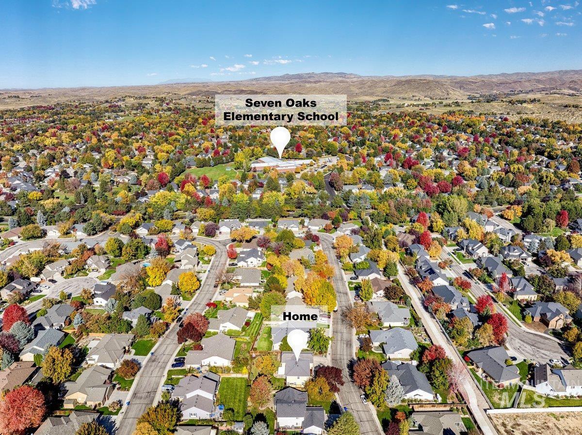 Aerial perspective of suburban area