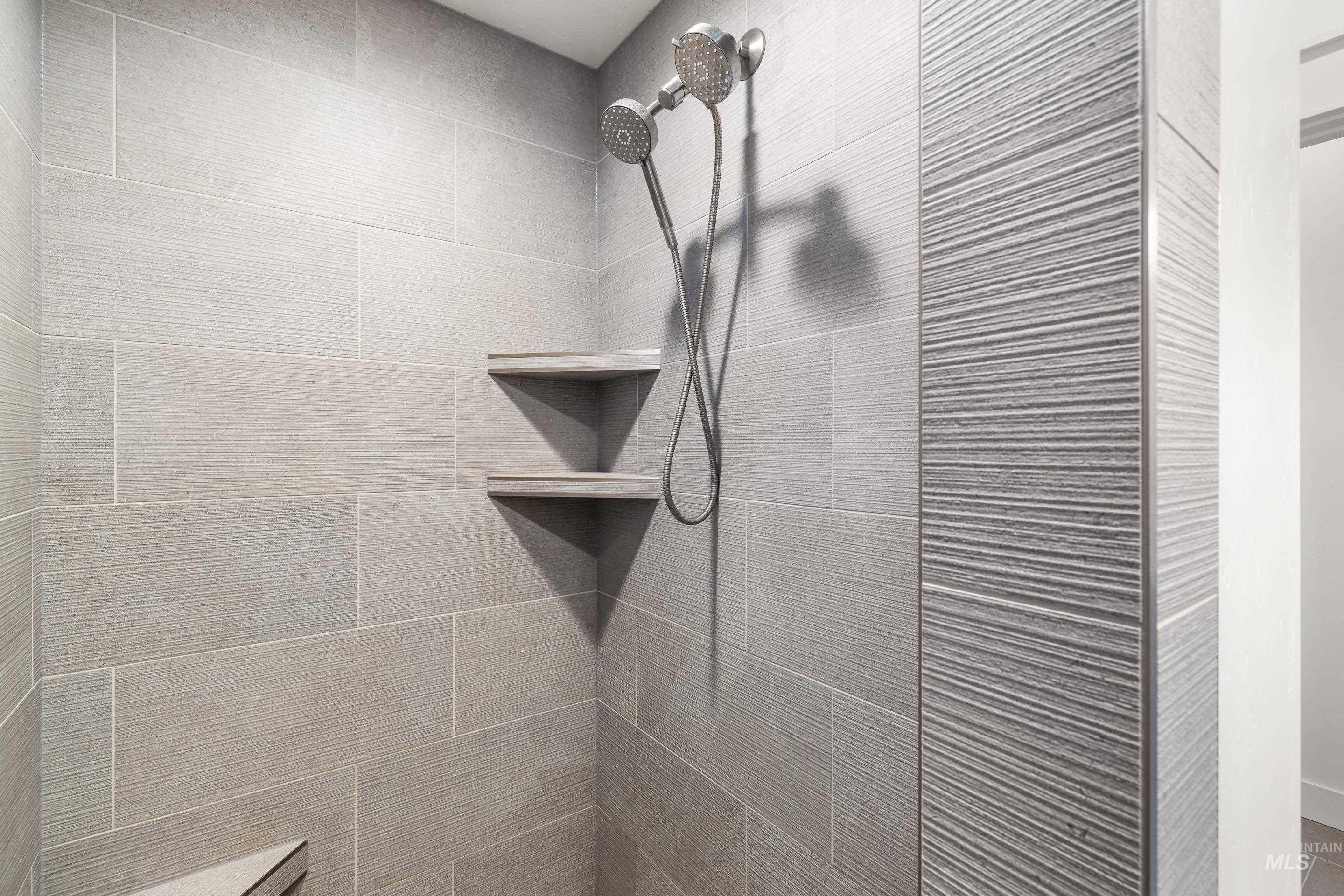 Bathroom view of tiled shower