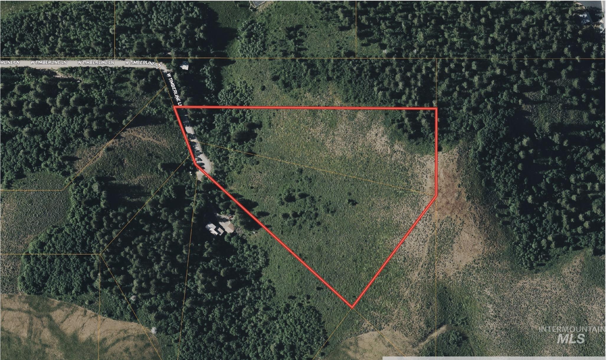 Aerial overview of property's location with property boundaries highlighted