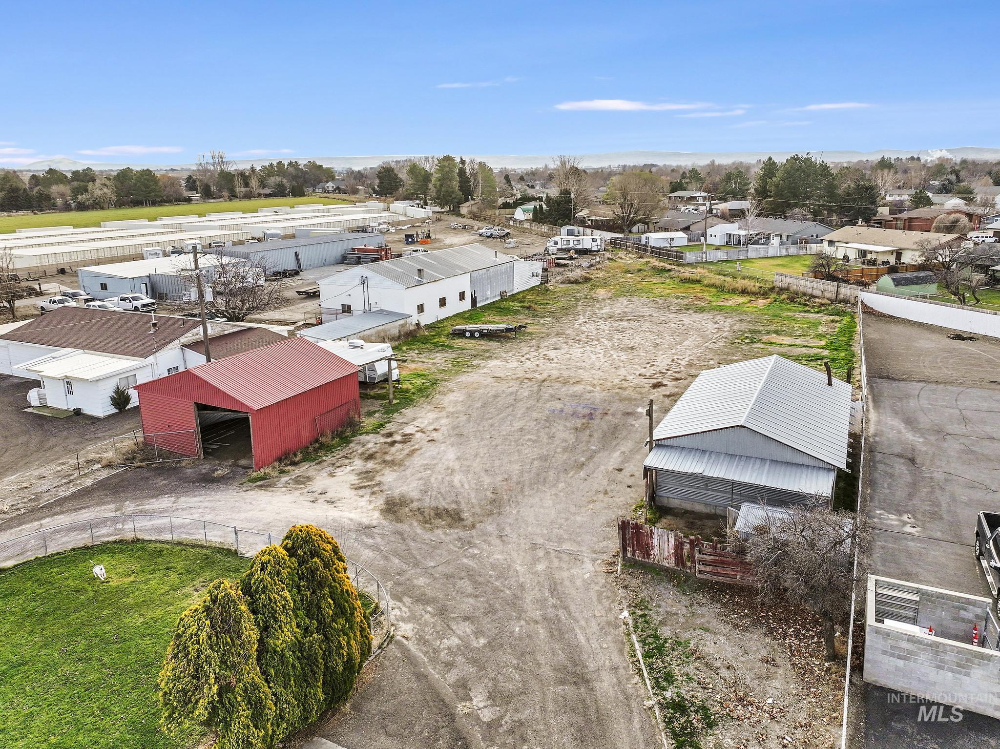 Aerial perspective of suburban area