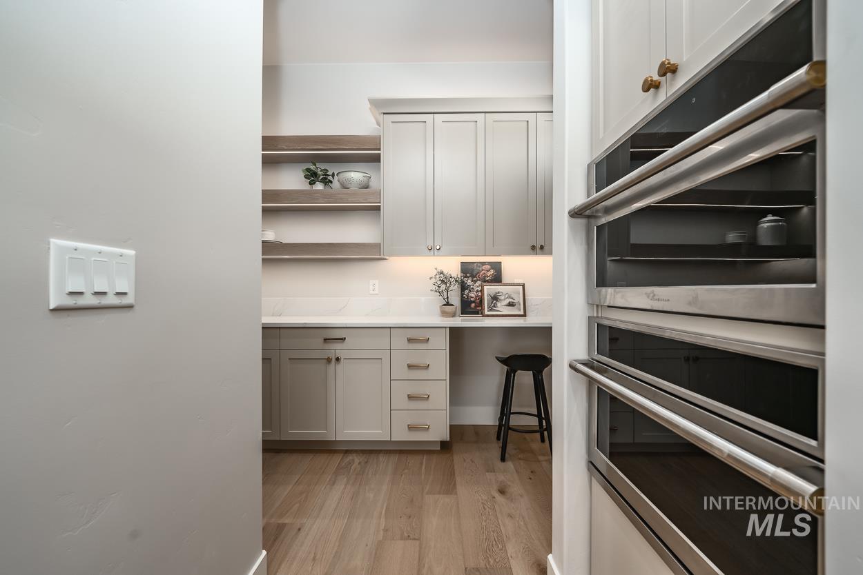 Office area with light wood finished floors