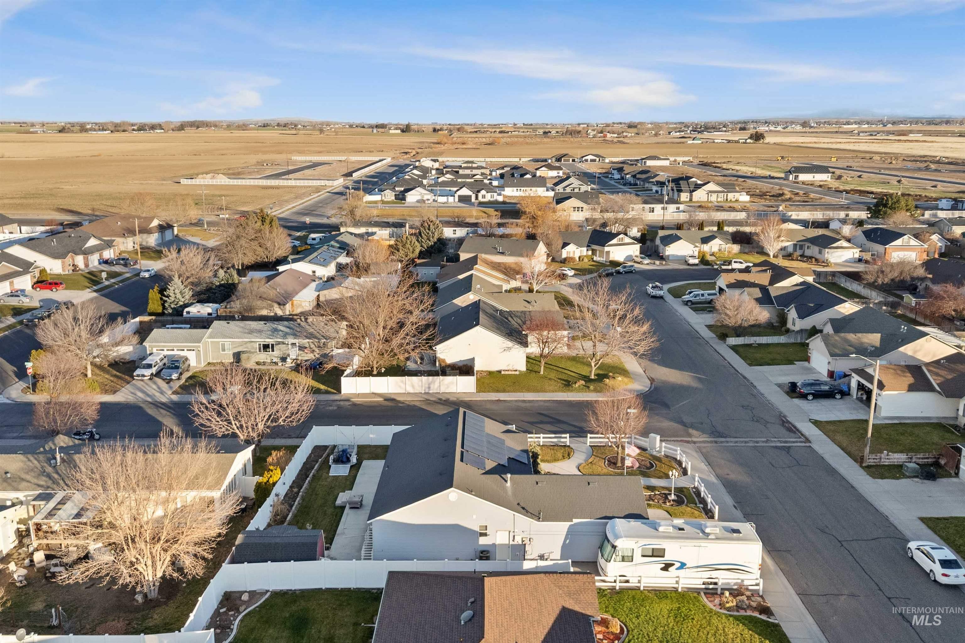Aerial perspective of suburban area