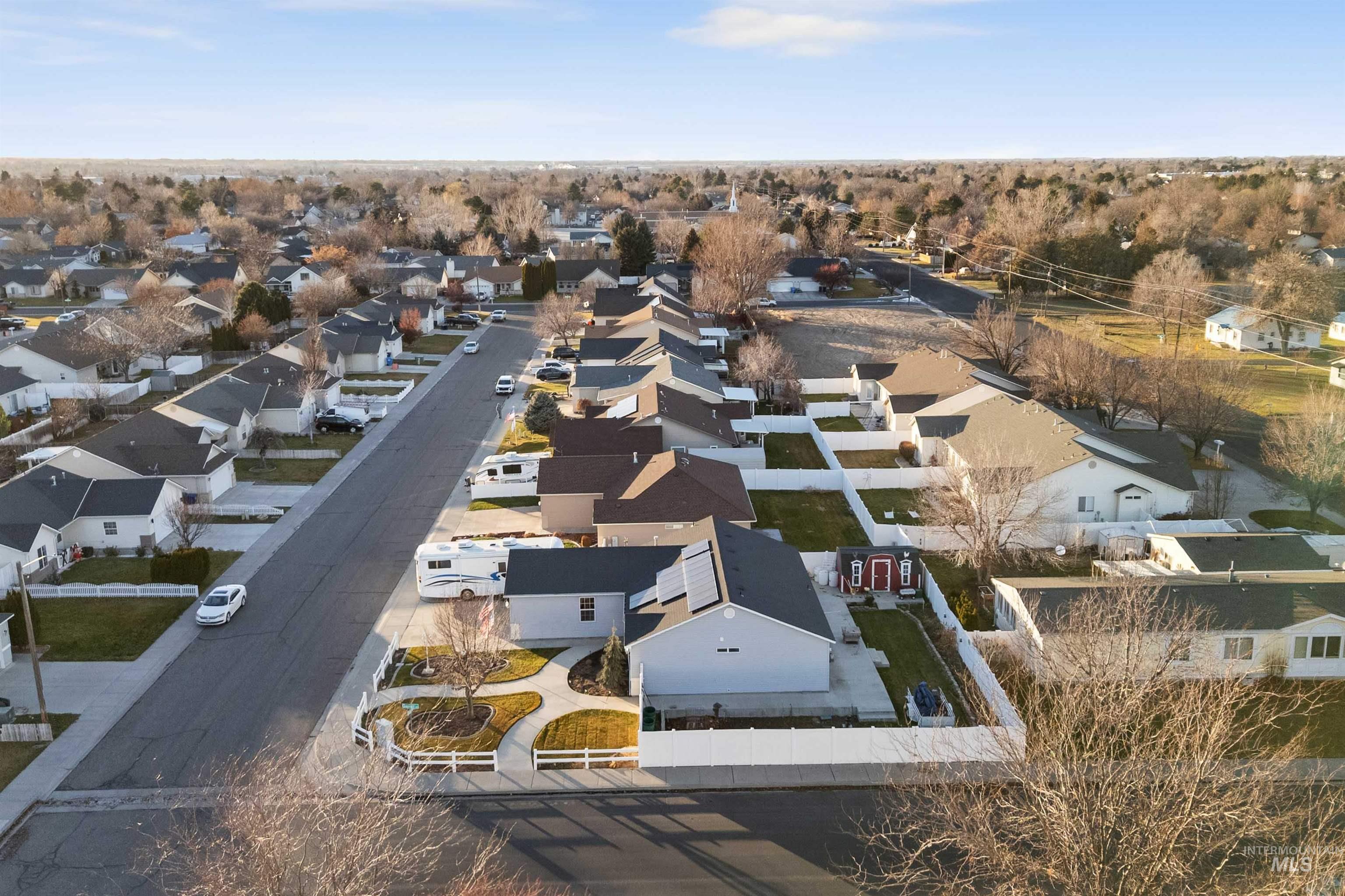 Aerial perspective of suburban area