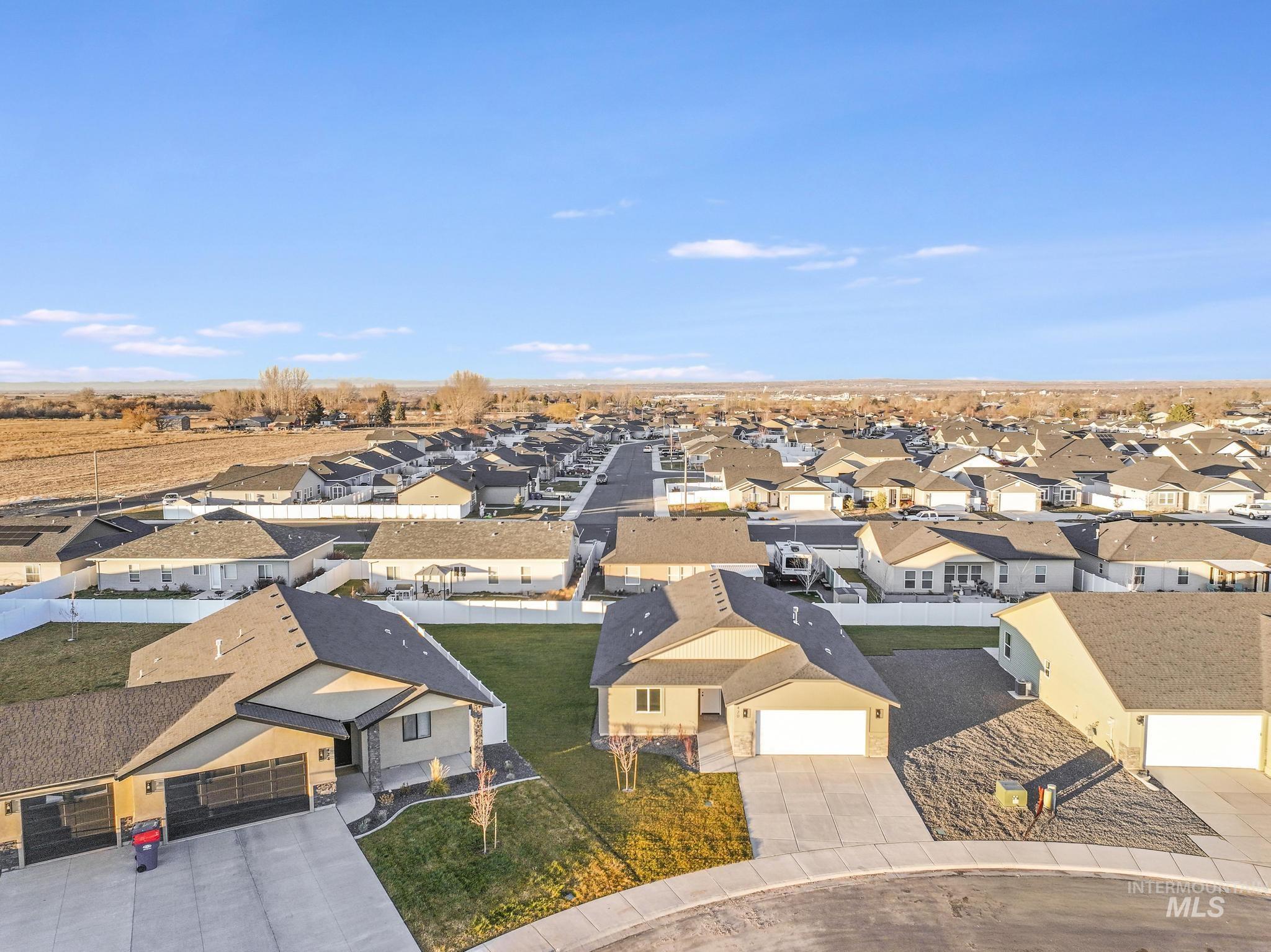 Aerial perspective of suburban area