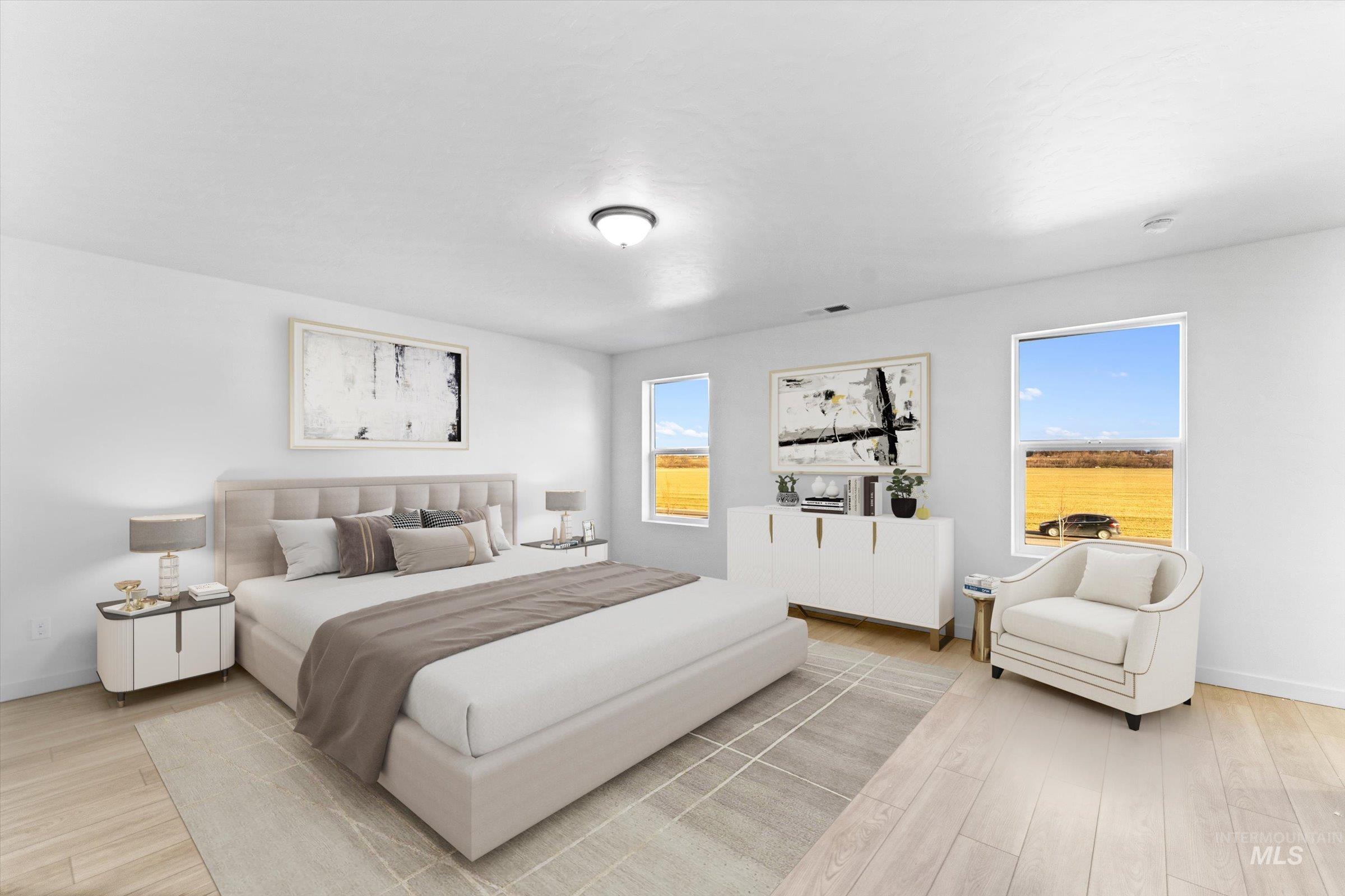 Bedroom featuring light wood-style floors
