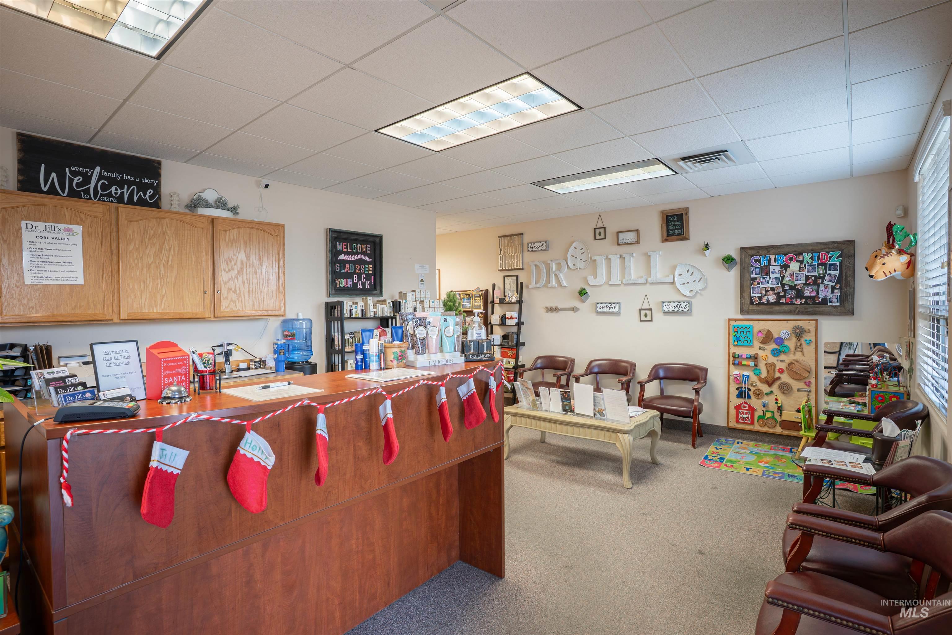 Office space with a drop ceiling