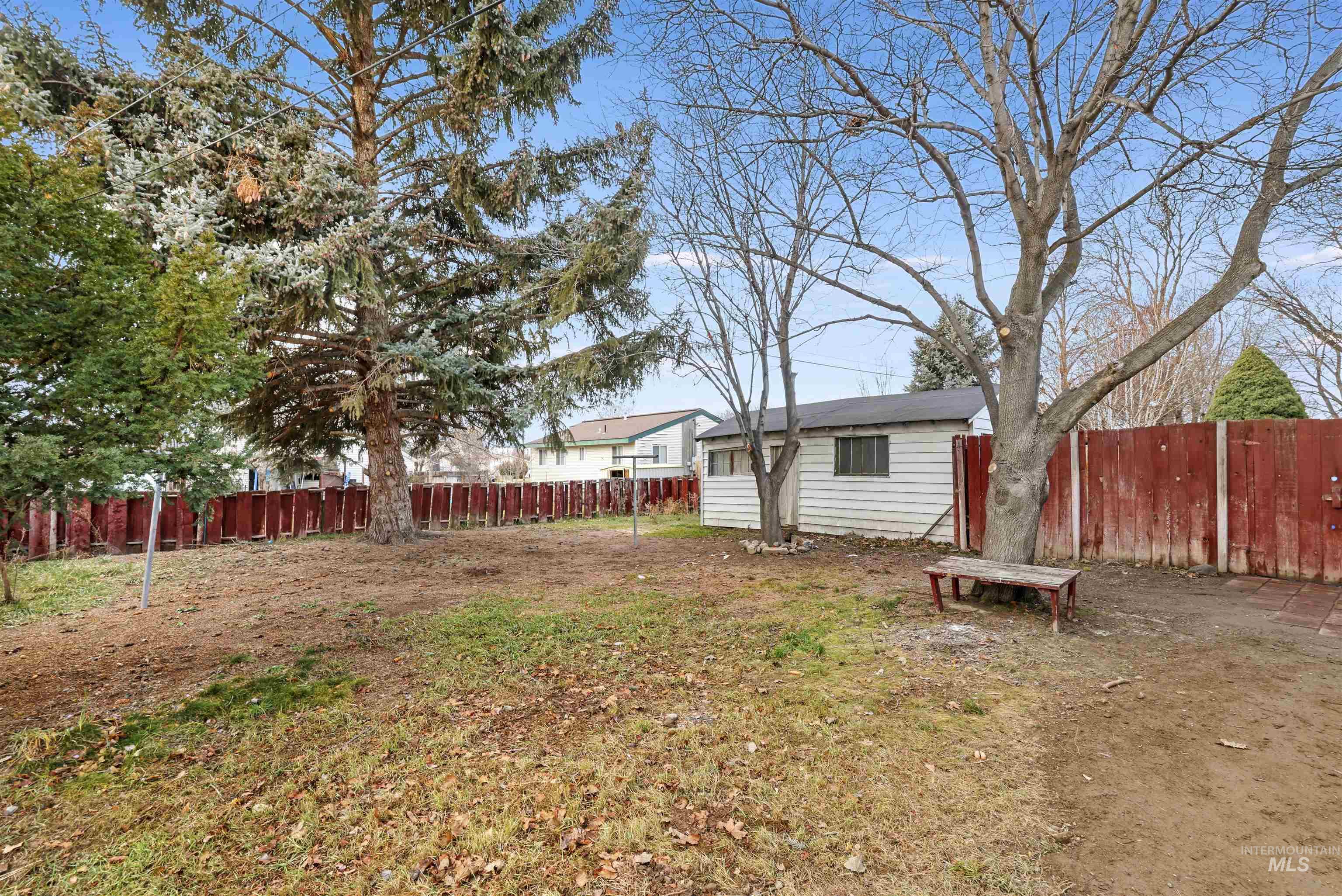 View of fenced backyard
