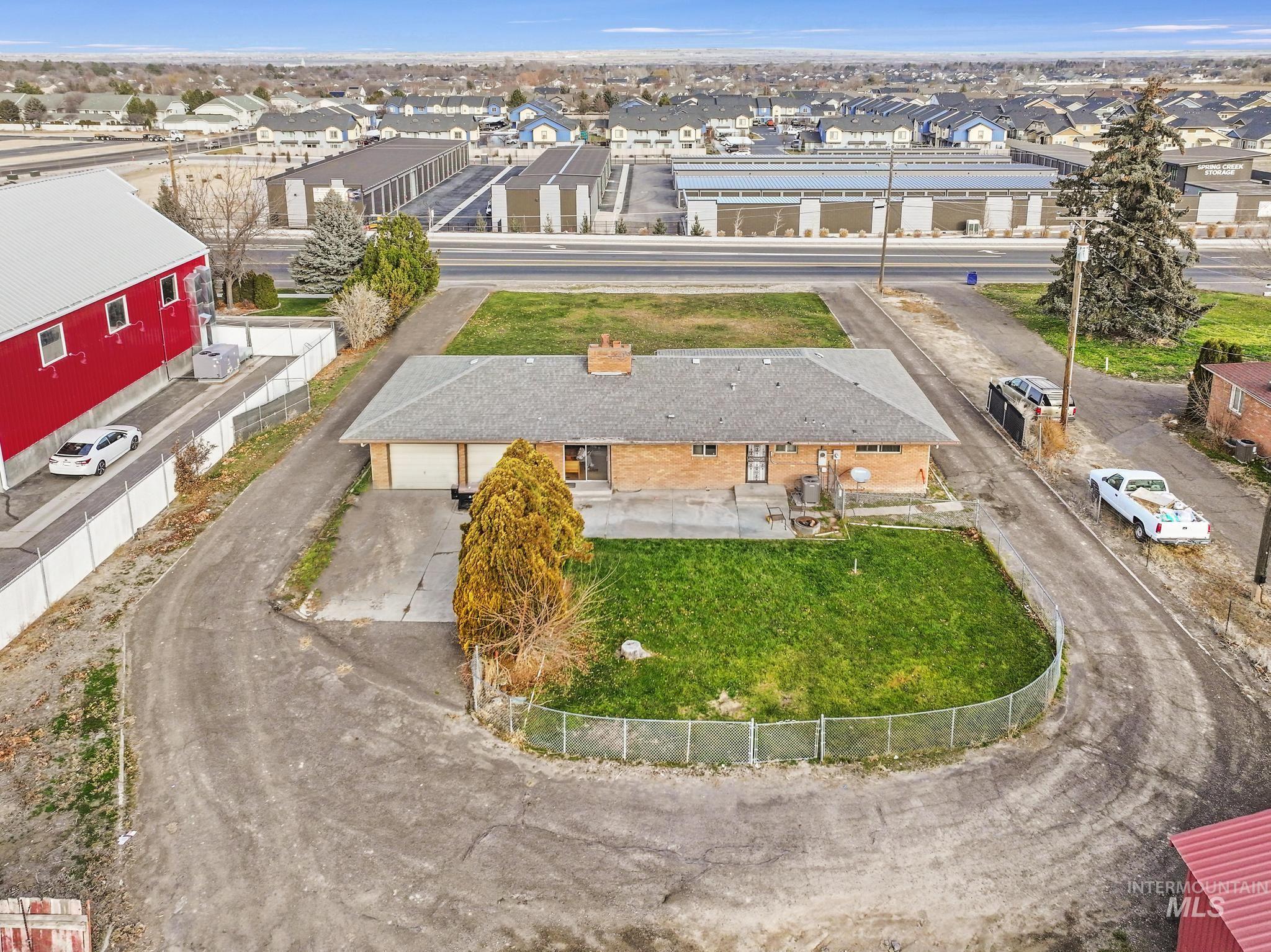 Aerial perspective of suburban area