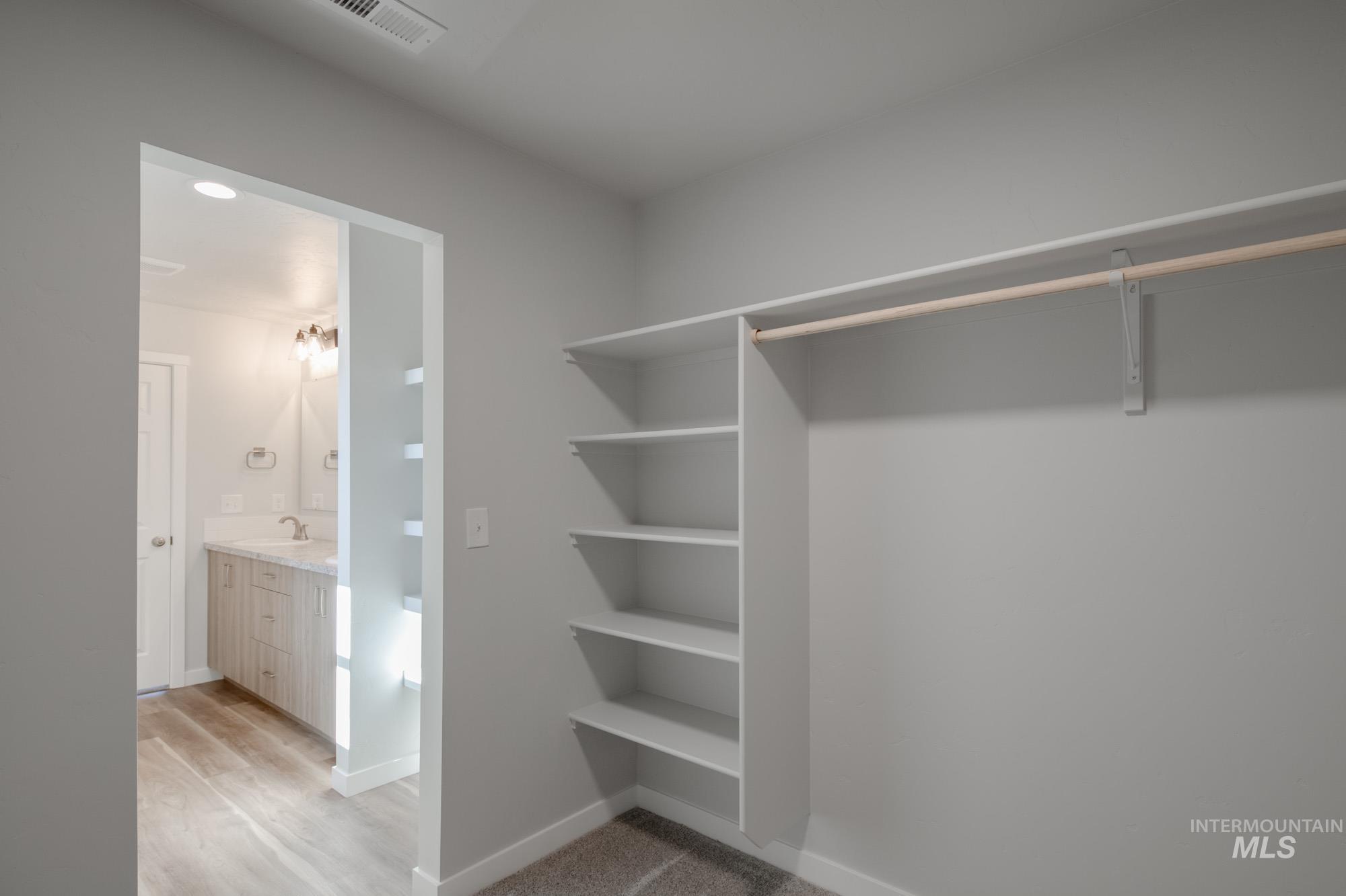 Spacious closet featuring light wood-style floors