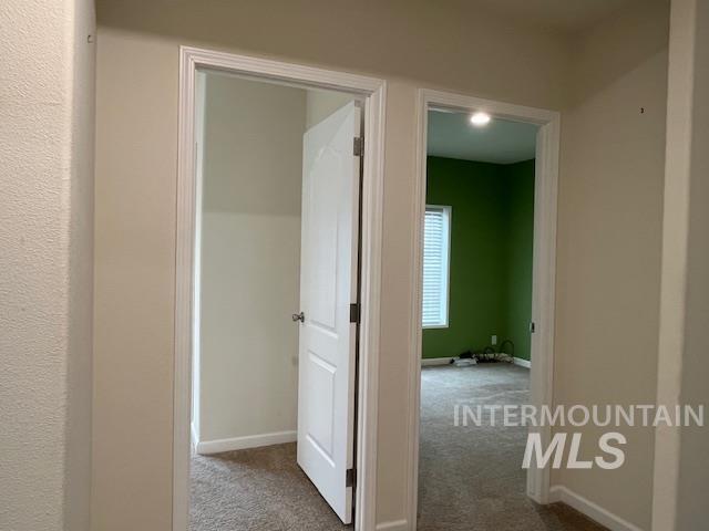Hallway with carpet floors