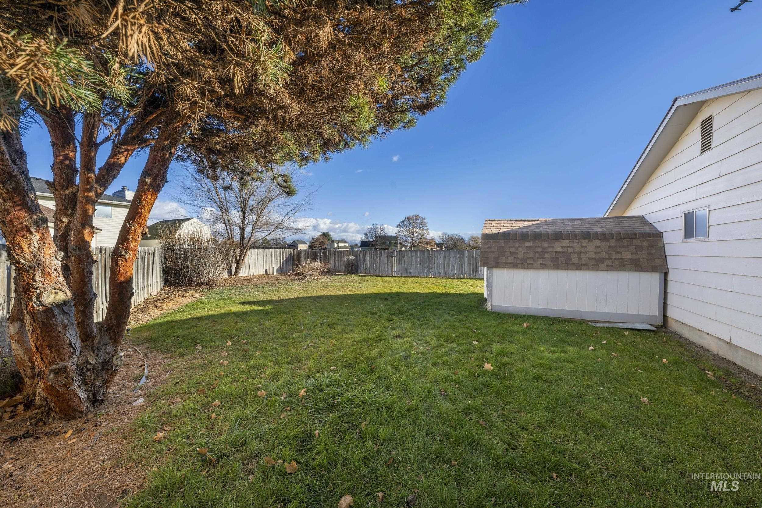 View of fenced backyard