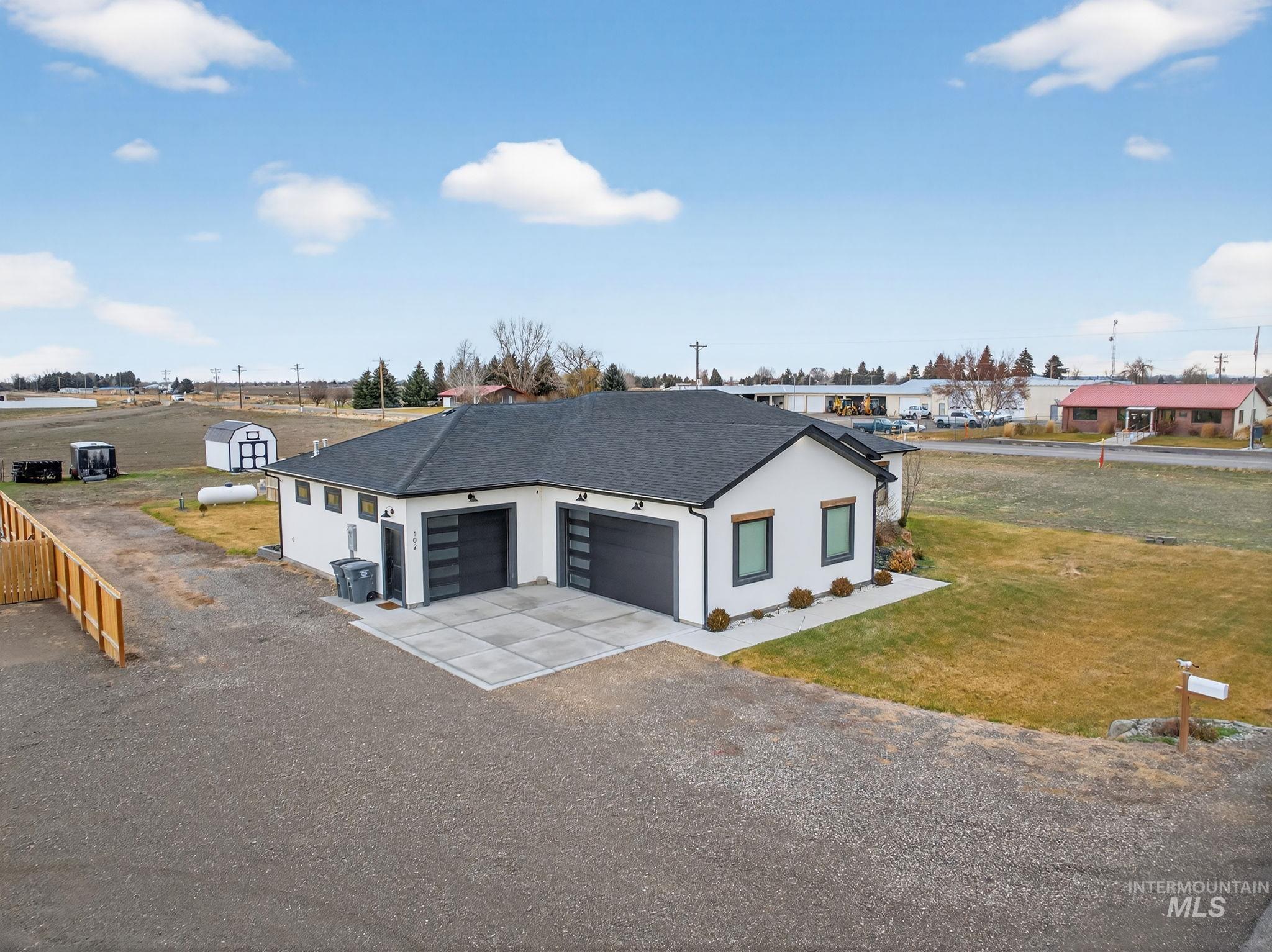 Garage with driveway