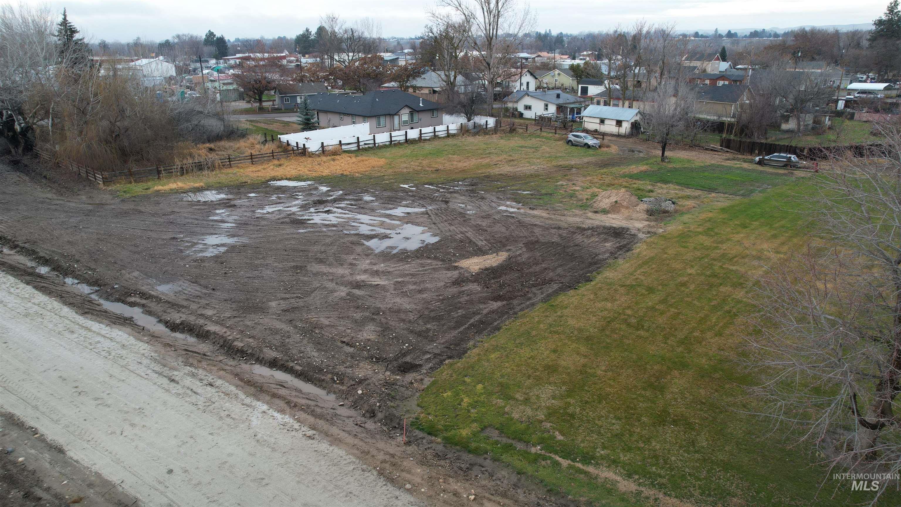 Aerial perspective of suburban area