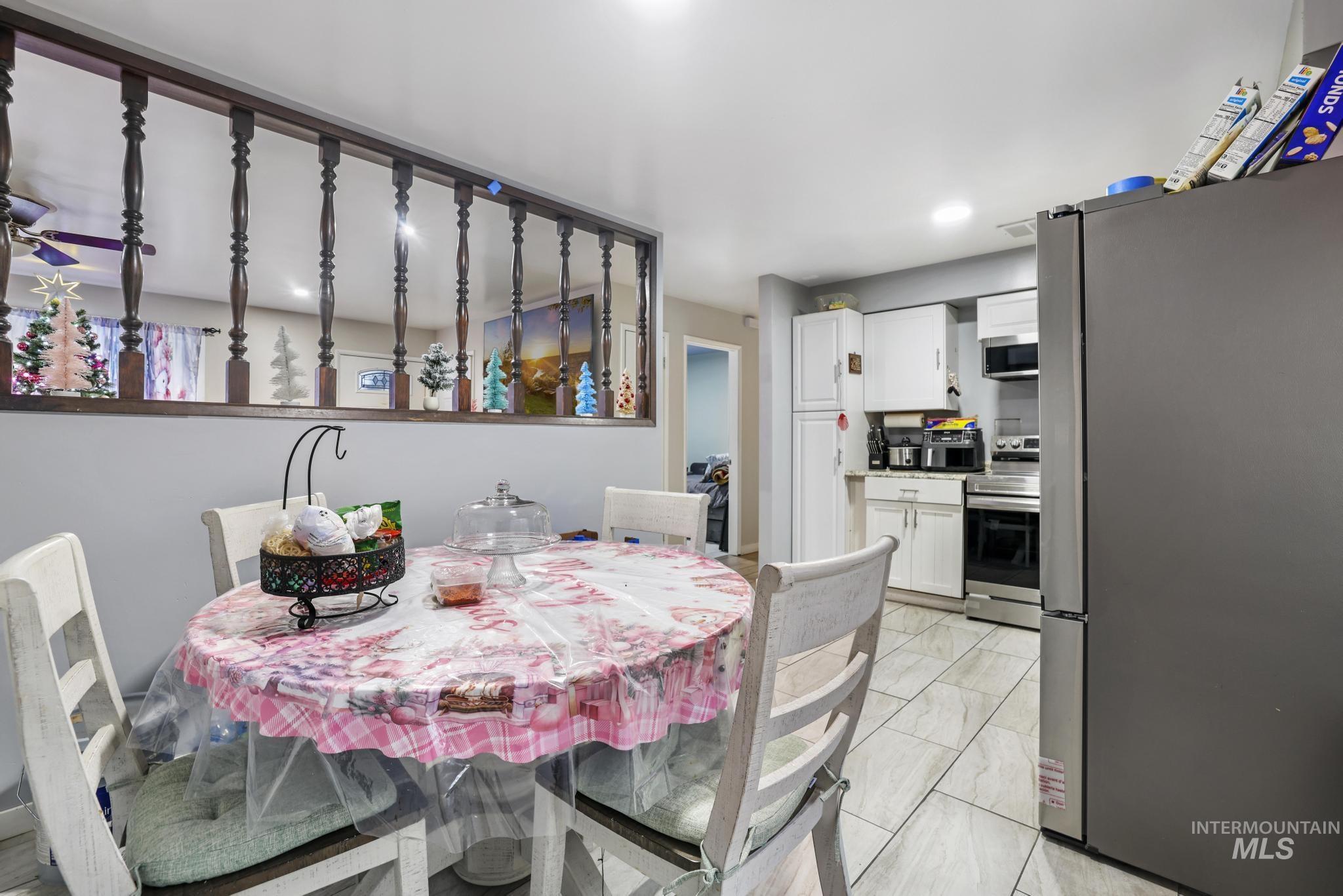 Dining room featuring recessed lighting