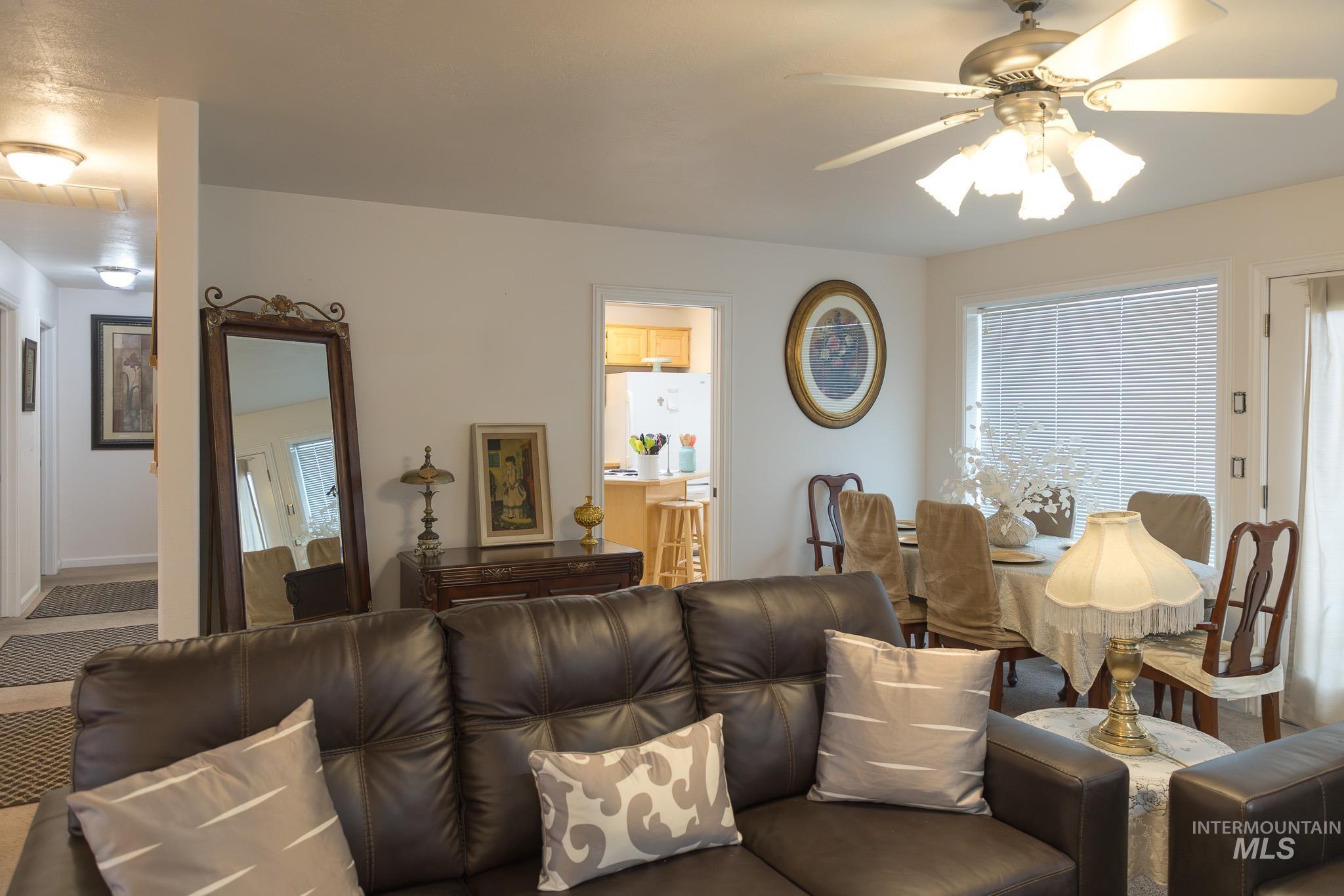 Living room with a ceiling fan
