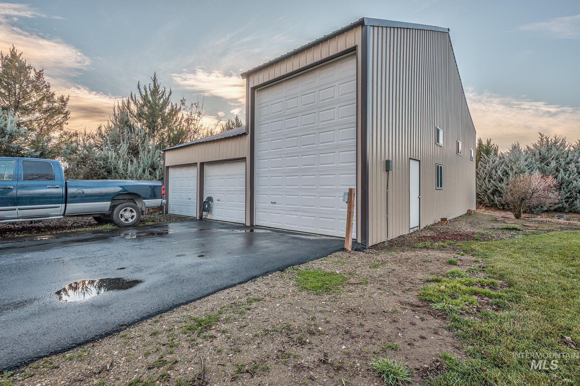 View of detached garage