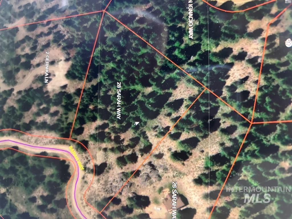 Aerial overview of property's location featuring property boundaries highlighted