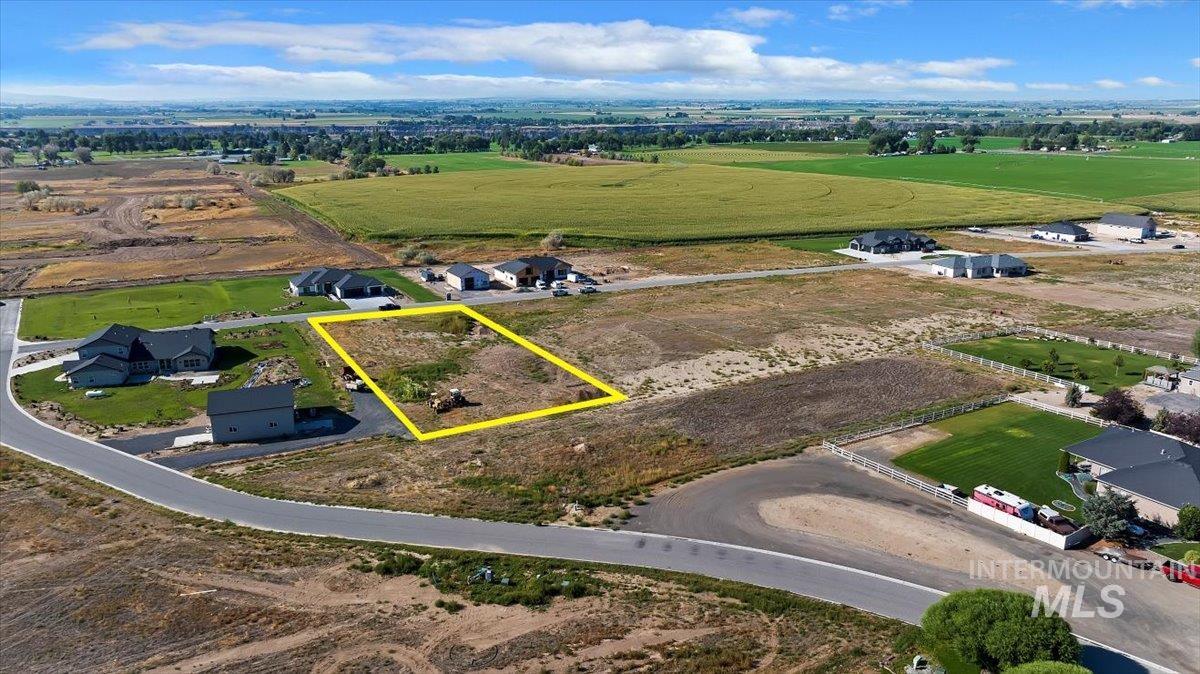 Overview of rural landscape with property boundaries highlighted