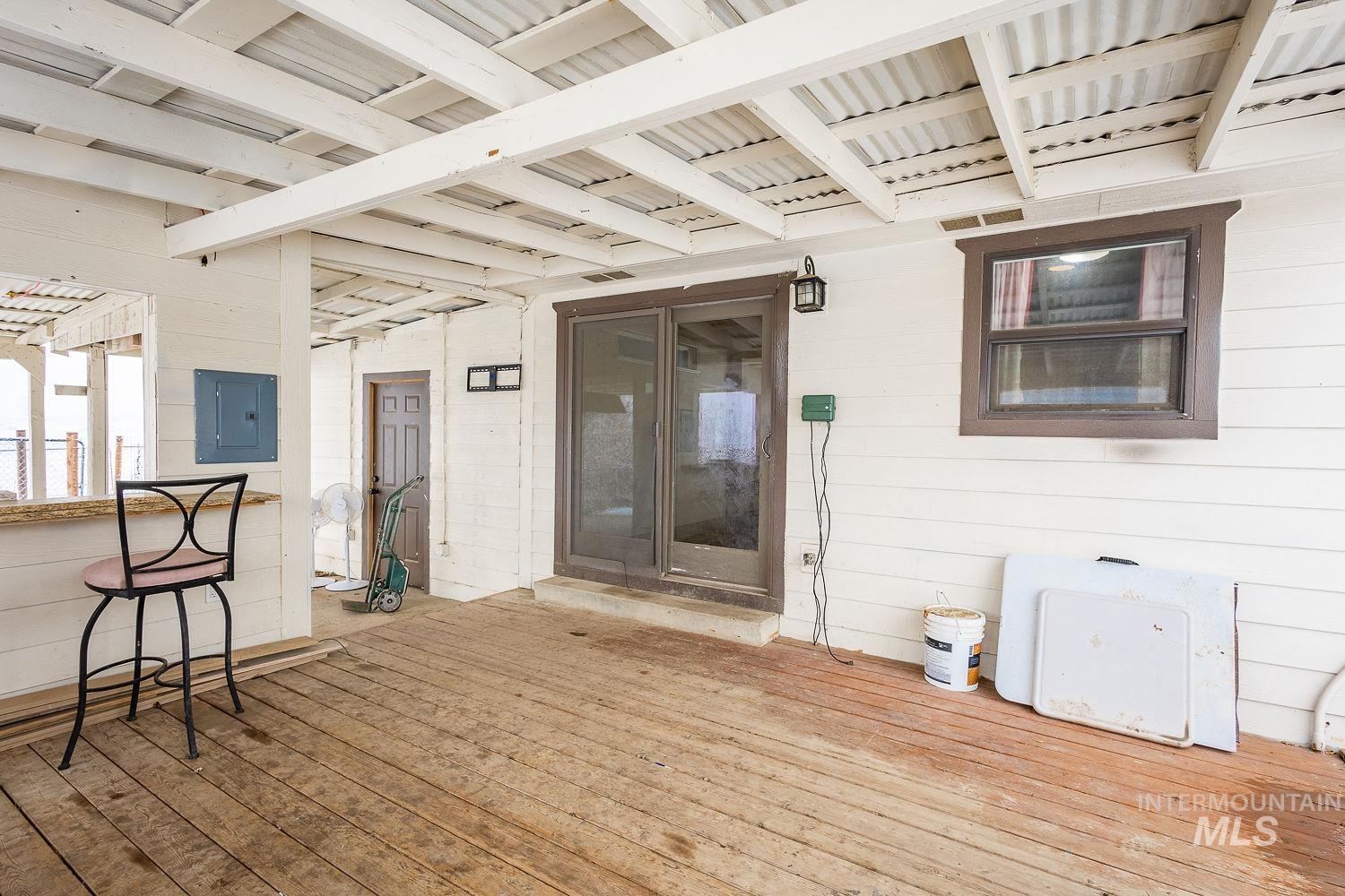 Deck featuring electric panel