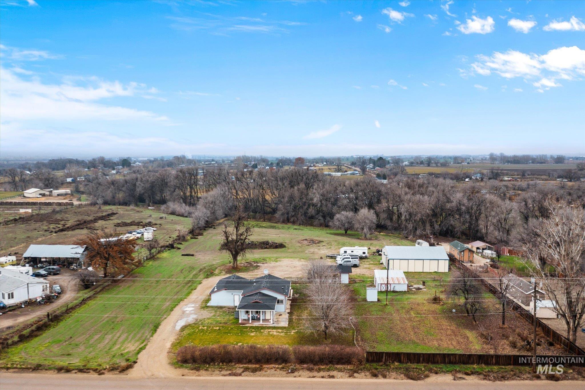 Aerial view of sparsely populated area