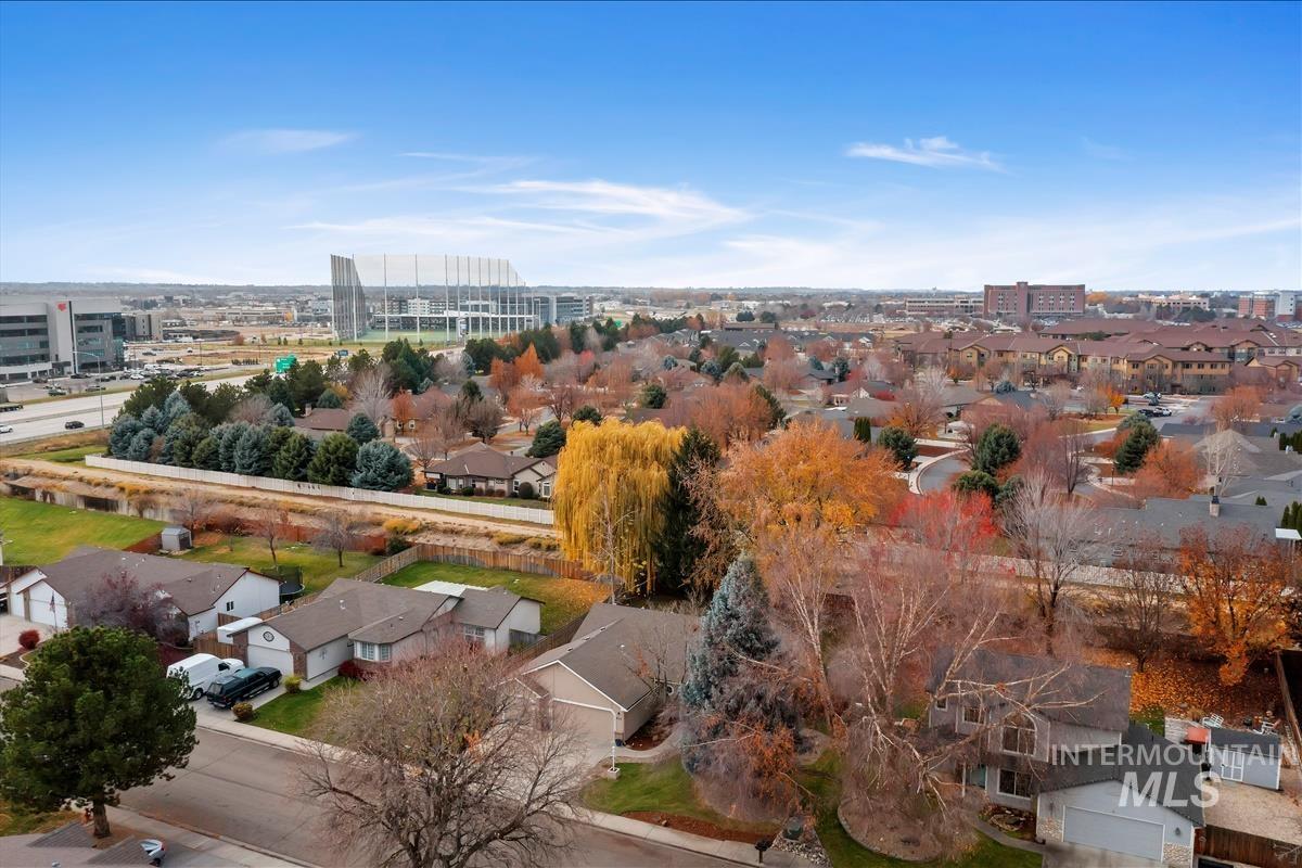 Aerial perspective of suburban area
